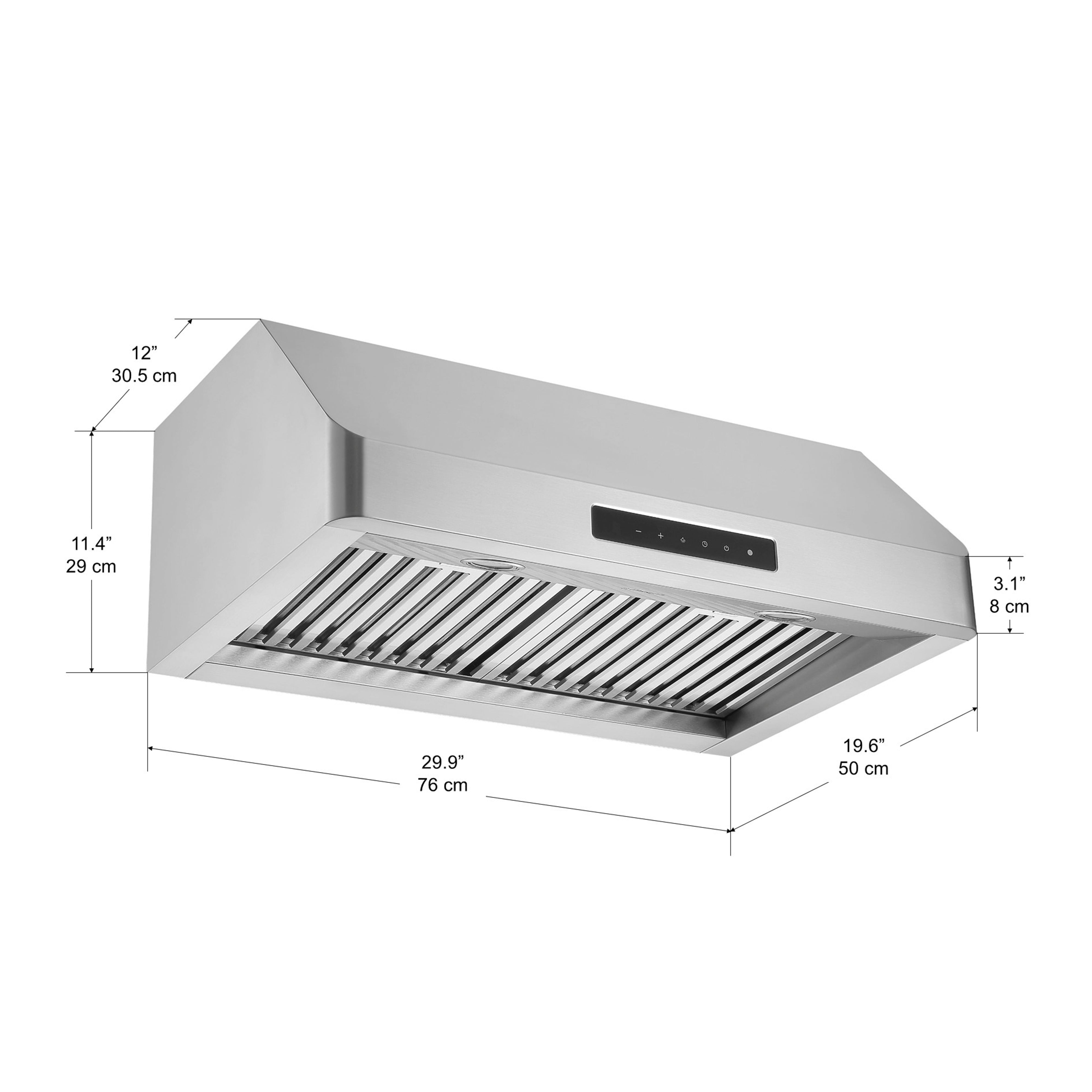 30 Inch Stainless Steel Pro Series Turbo Undercabinet Range Hood with Night Light - Powerful Kitchen Ventilation for Smoke & Odor Removal - Perfect for Home Chefs & Modern Kitchens