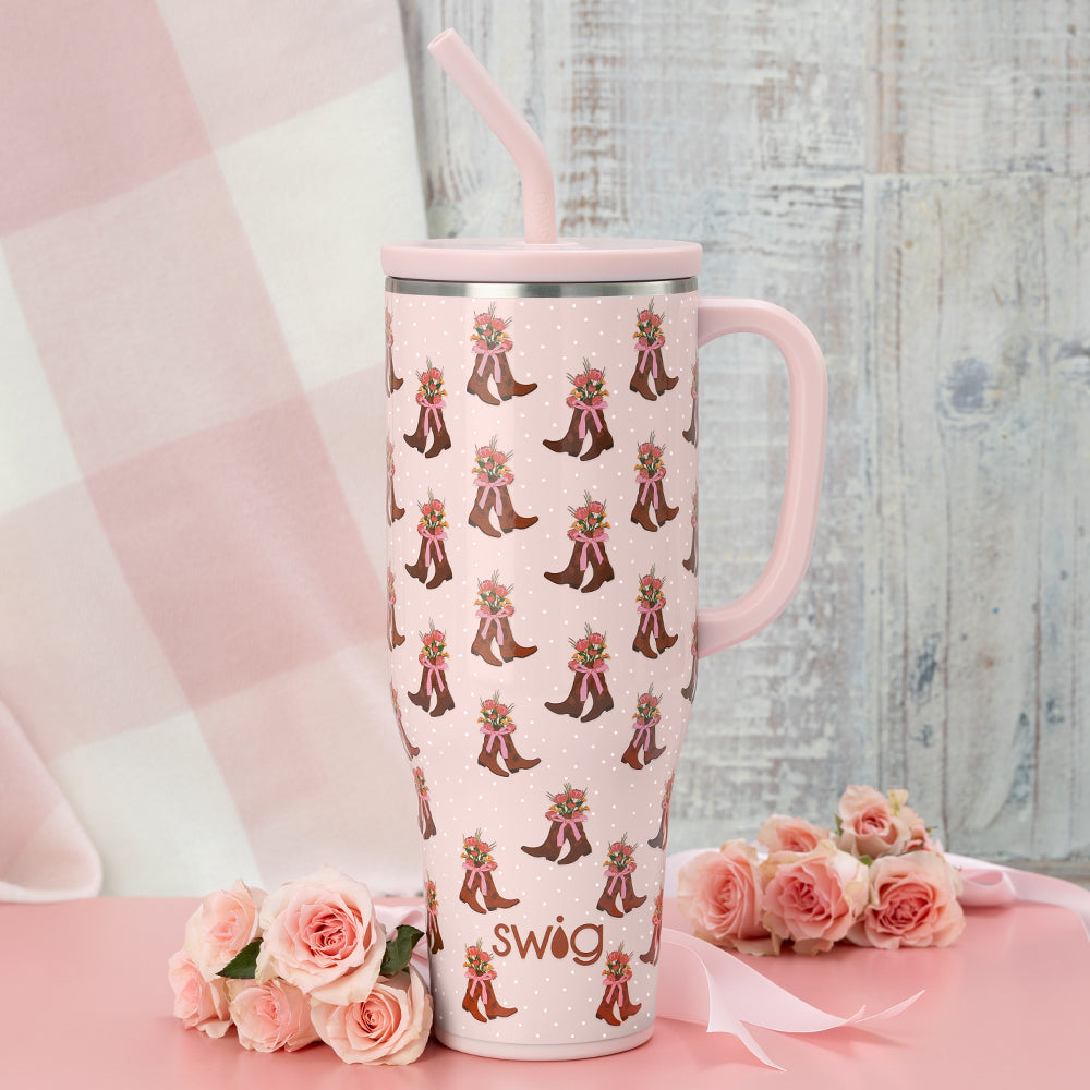 Cowgirl Coquette Mega Mug 40oz - Large Insulated Tumbler with Lid & Straw - Perfect for Coffee, Tea & Cold Drinks - Great for Cowgirl Aesthetic, Western Style & Outdoor Adventures