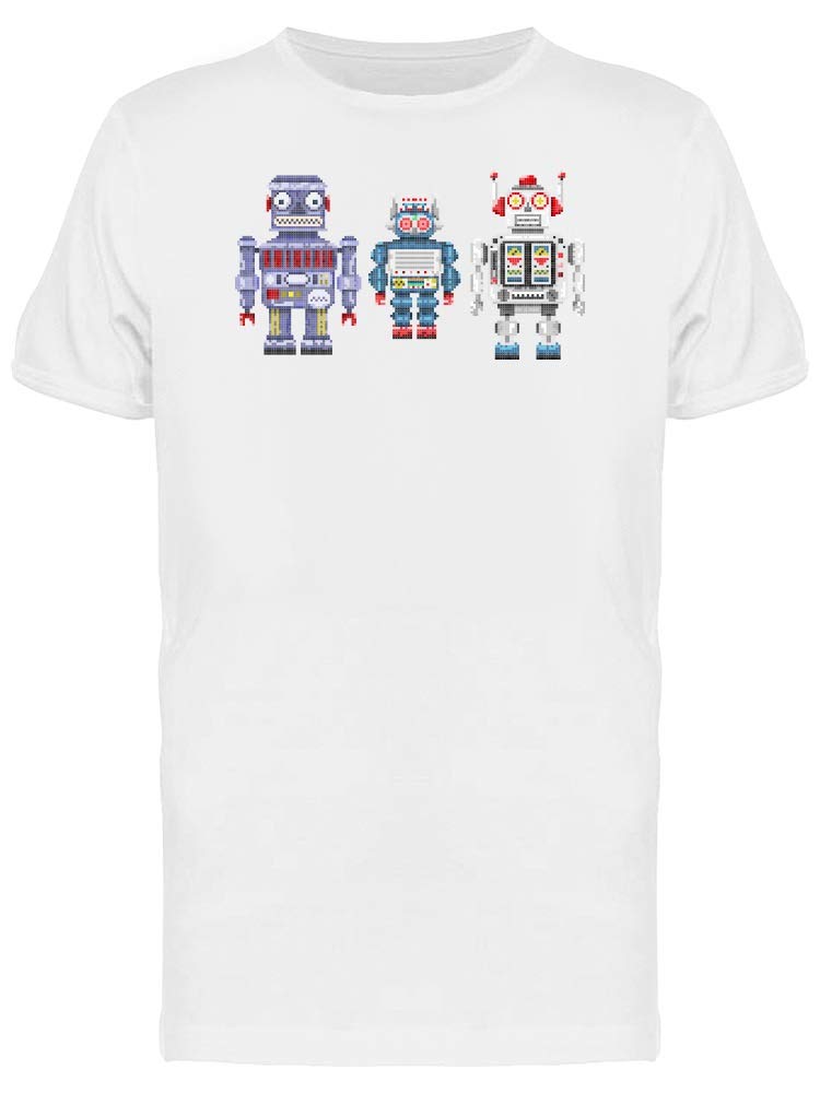 Cool Pixel Robots Graphic T-Shirt for Men - Trendy Gaming & Tech Inspired Casual Wear
