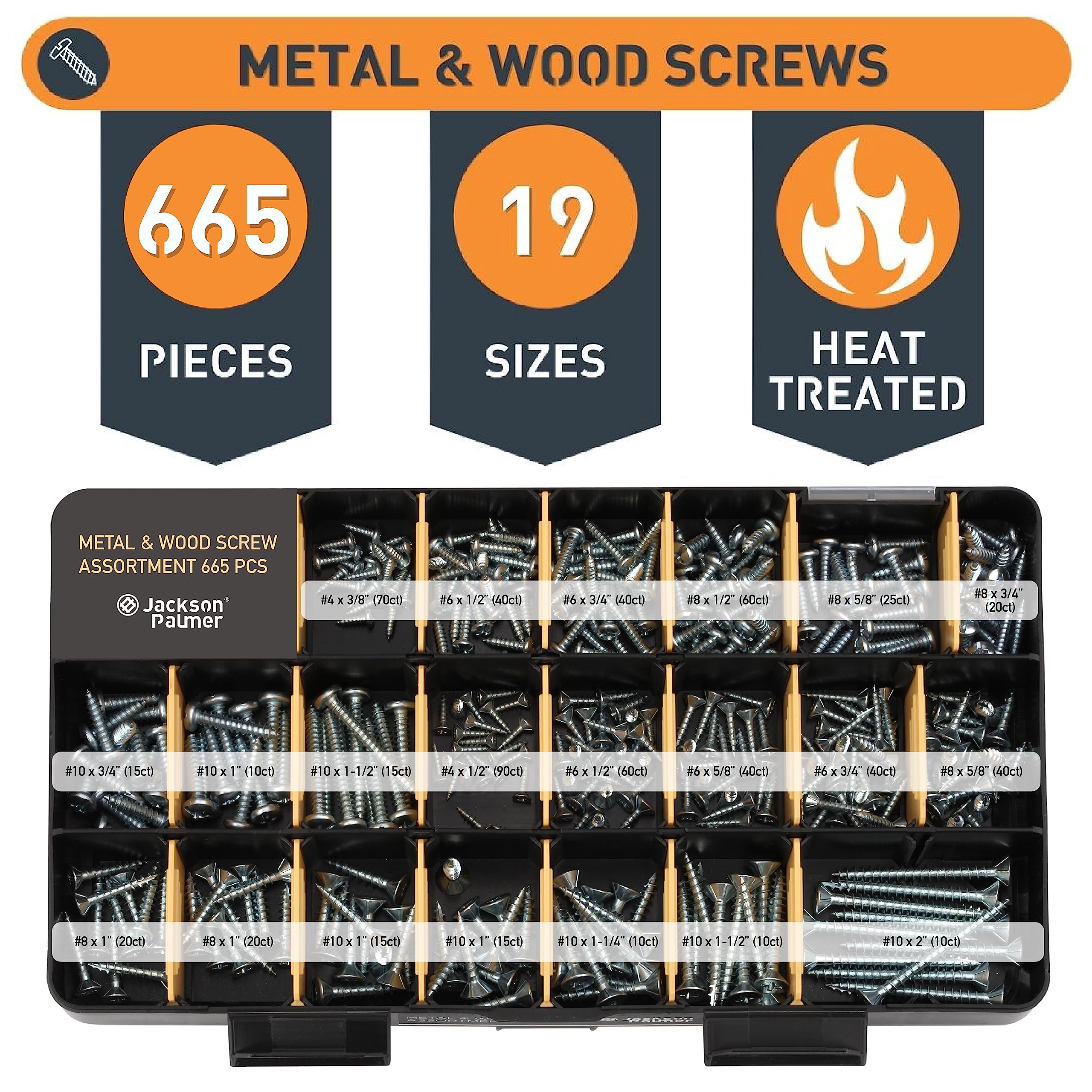 2251-Piece Hardware Assortment Kit with Screws, Nuts, Bolts & Washers (3 Tray Organizer) - Perfect for Home Repairs, DIY Projects & Workshop Organization