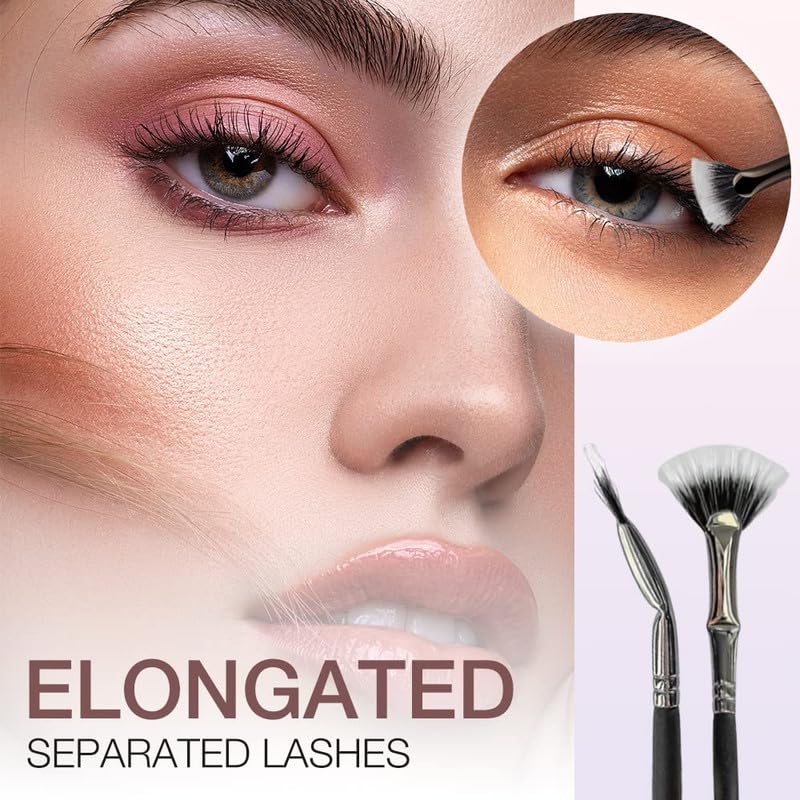 2024 Upgraded Folding Angle Scalloped Lash Brush - 3PCS Professional Mascara Fan Brush & Eyelash Separator Tool for Women, Perfect for Upper & Lower Lash Makeup, Eye Makeup Application & Volume Building | Great for Daily Use, Special Occasions & Professional Makeup Artists