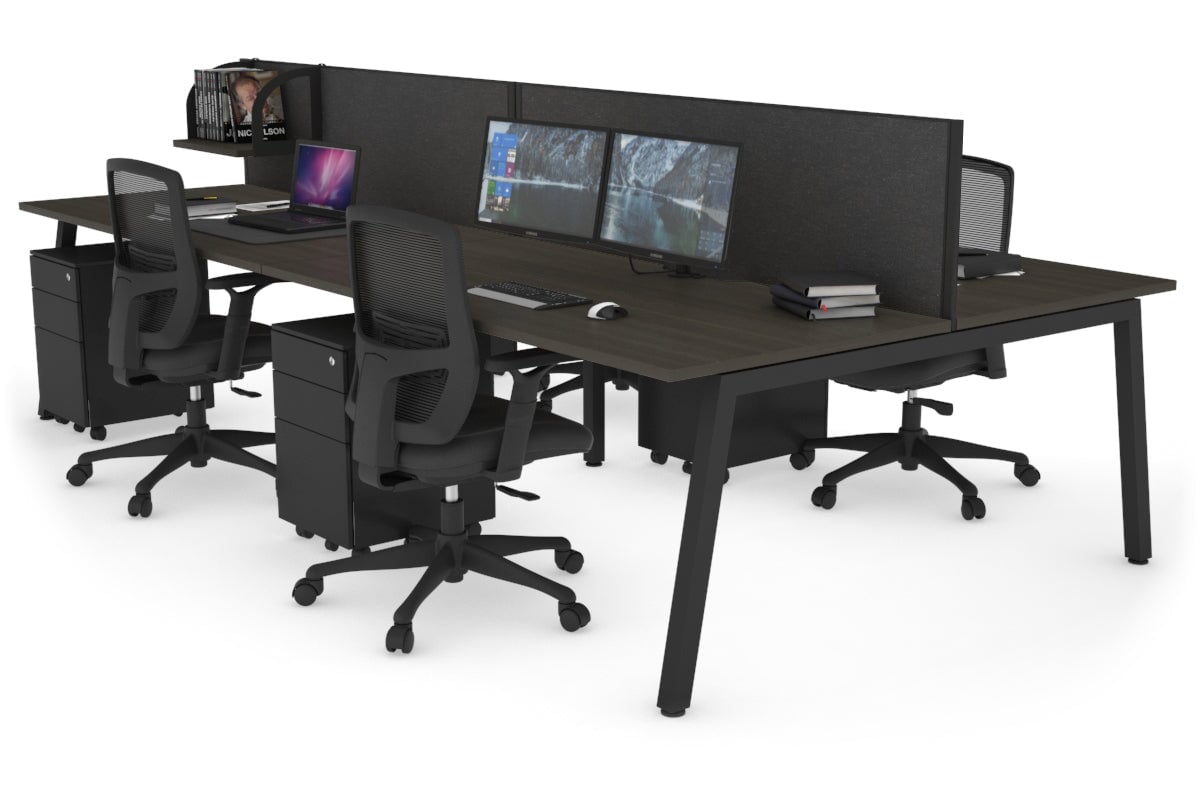 Quadro 4-Person Office Workstation Desk - 1200L x 800W with Cable Management Scallop - Perfect for Collaborative Workspaces, Team Meetings & Open Office Environments