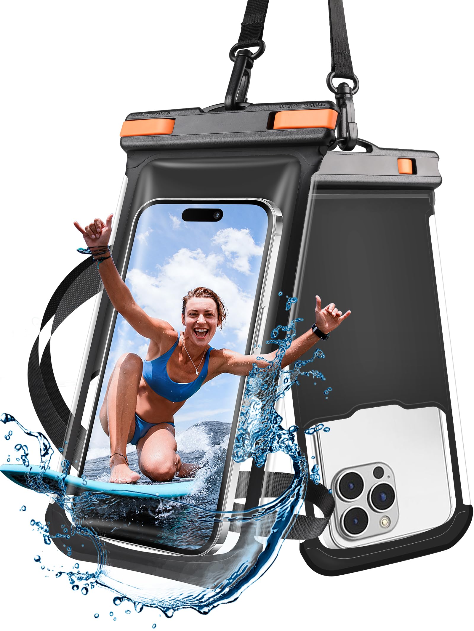Waterproof Phone Pouch 2 Pack - IPX8 Underwater Dry Bag for iPhone 15 14 13 12 Pro Max XS & Samsung (Up to 7.0