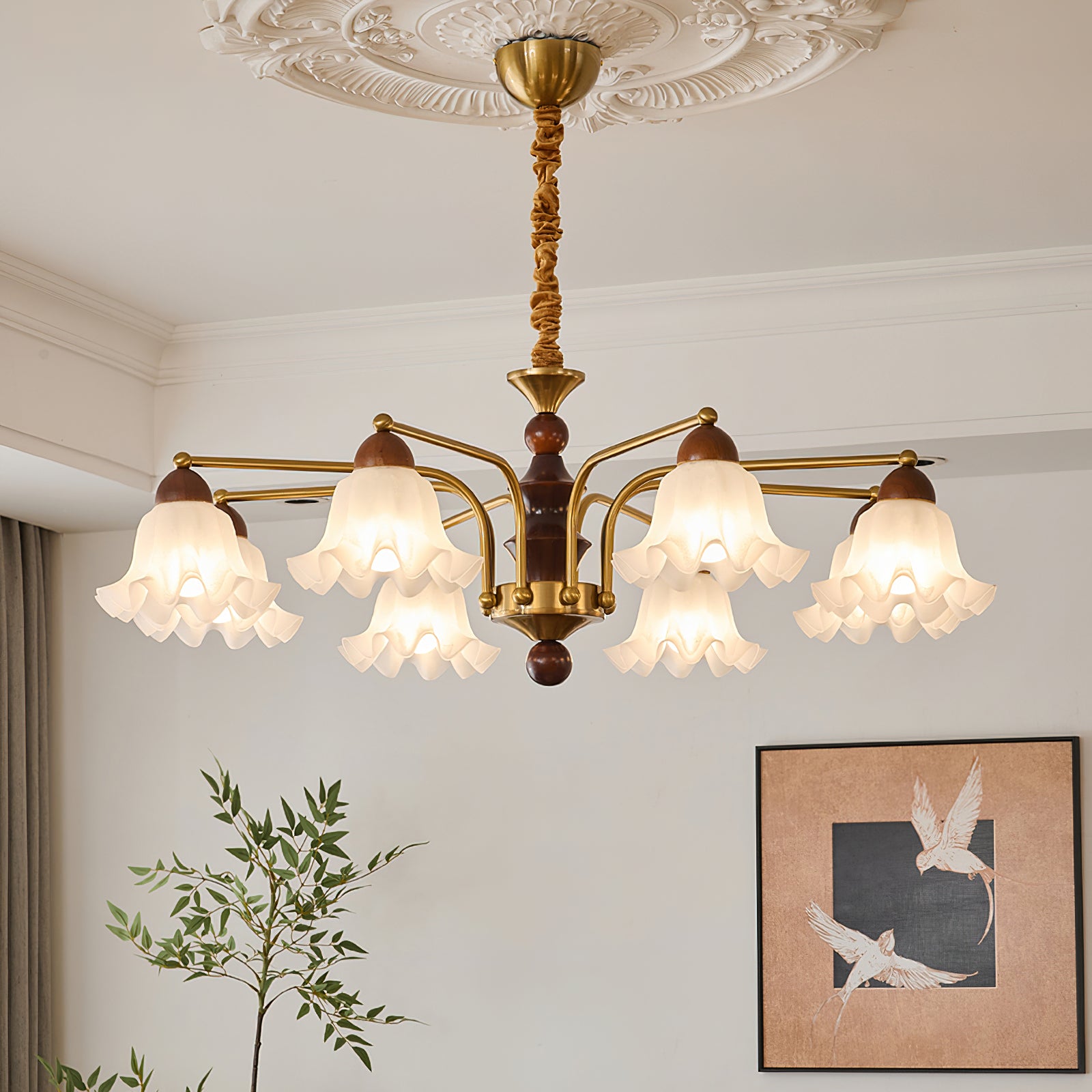 Elegant Blossom Flowers Chandelier - Floral Crystal Ceiling Light Fixture for Dining Room, Bedroom & Living Room Decor