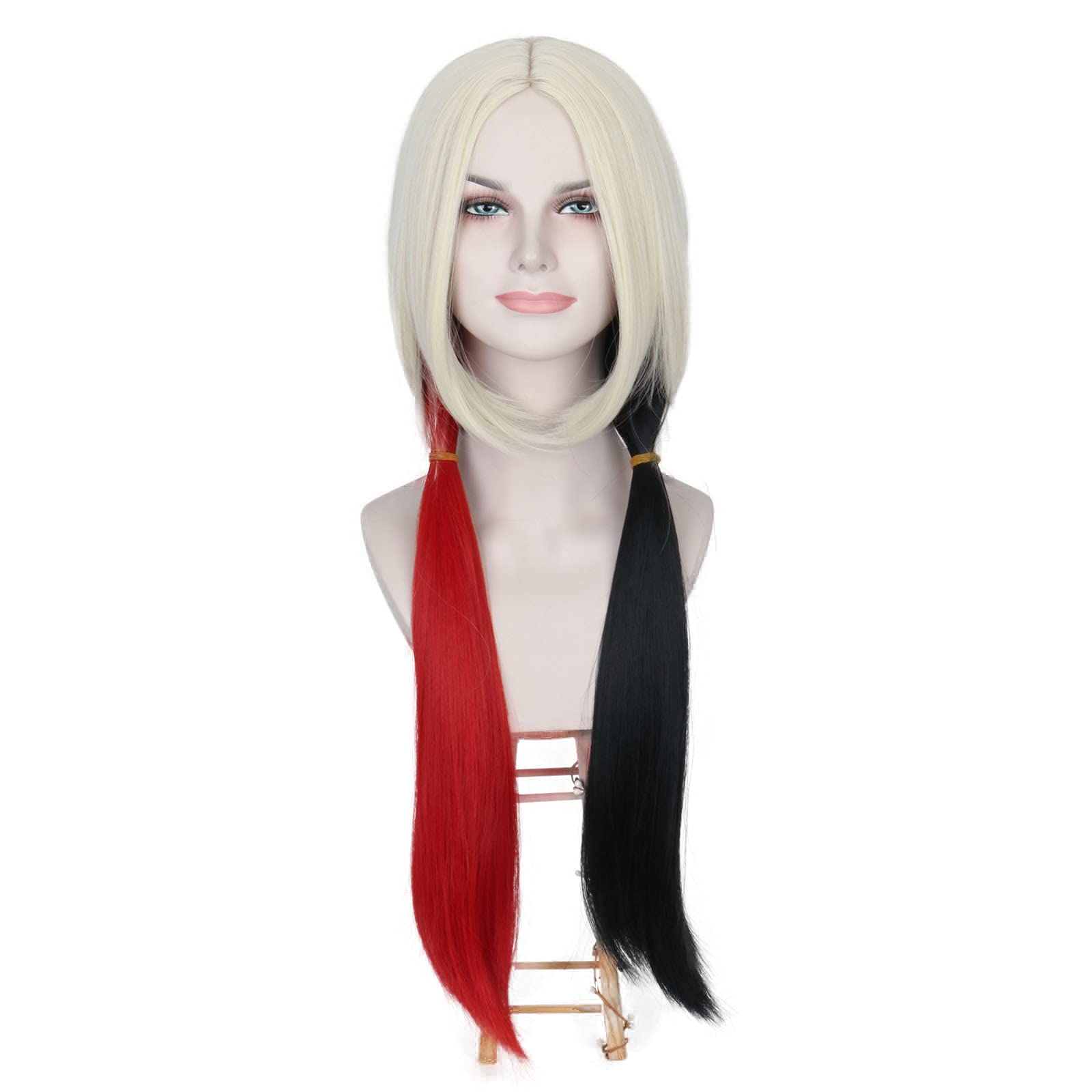 Miss U Long Straight Blonde Red Black Synthetic Wig for Women - Halloween Cosplay, Clown Costume, Party & Everyday Wear