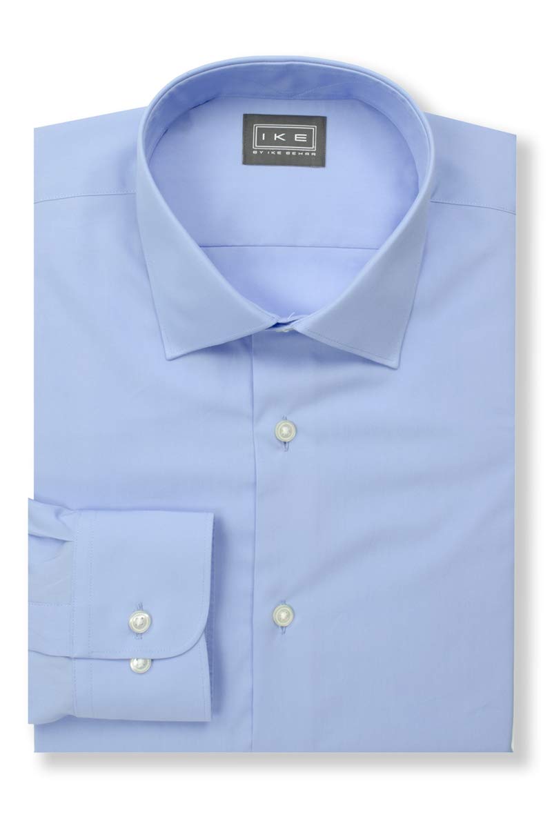 IKE Behar Men's Blue Twill Dress Shirt - Classic Slim Fit Formal Shirt for Business, Office & Special Occasions