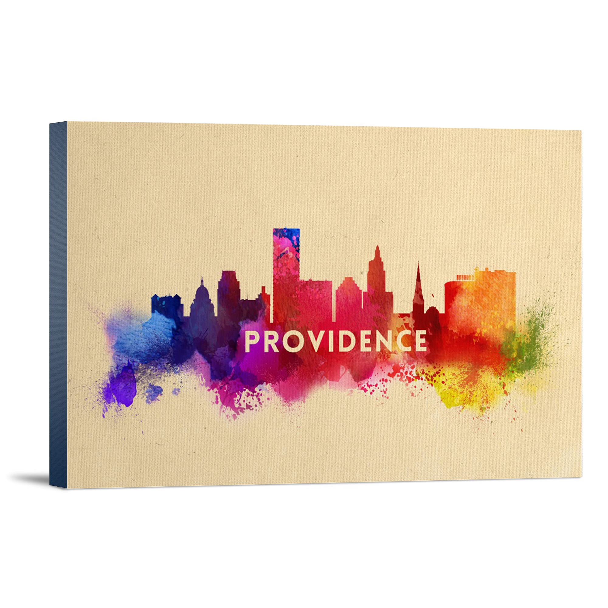 Providence Rhode Island Skyline Abstract Art - 36x24 Gallery Wrapped Canvas Print - Modern Wall Decor for Living Room, Office & Bedroom