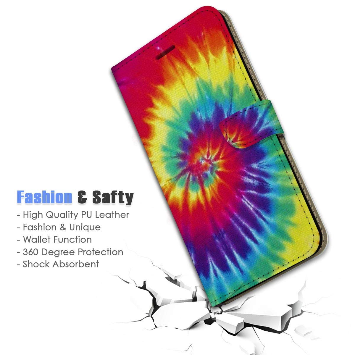 Tie Dye Flip Wallet Phone Case for iPhone 8, iPhone 7, iPhone SE 2 (2020) - Slim Protective Cover with Card Slots | Perfect for Everyday Use, Travel & Hands-Free Convenience