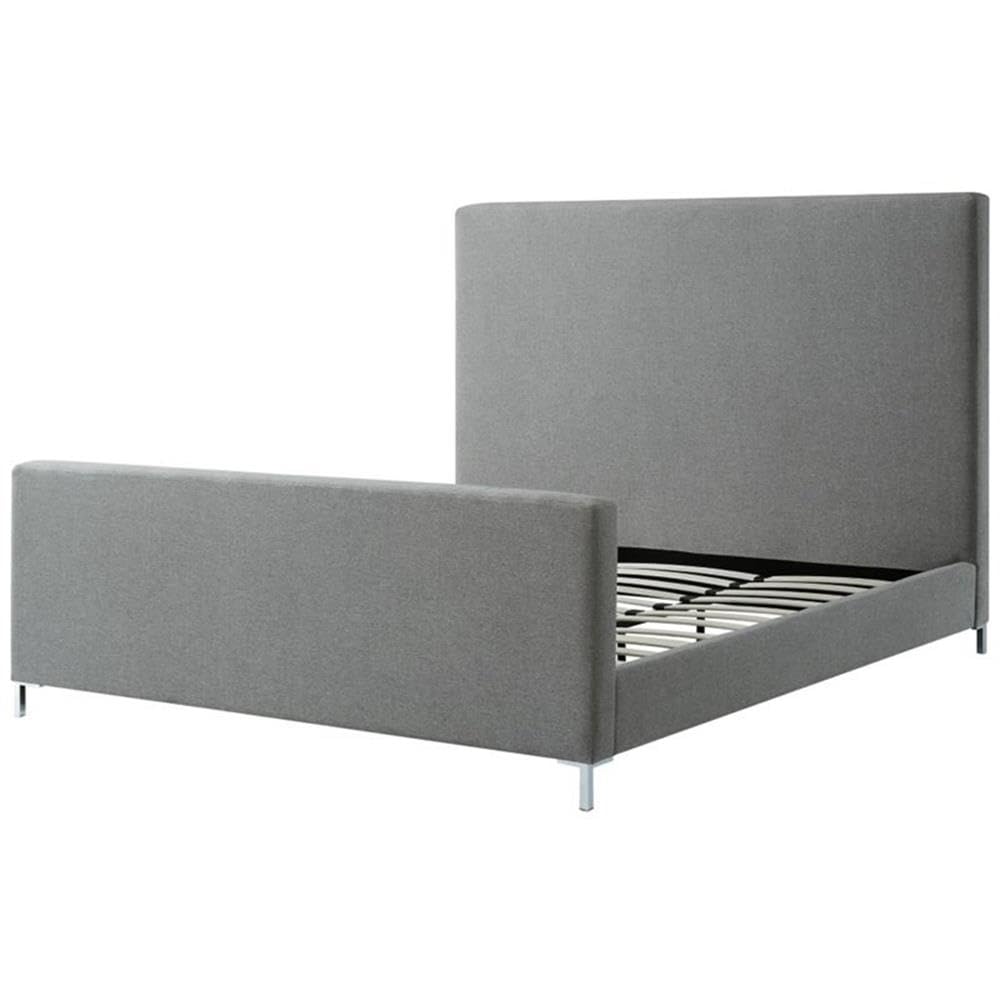 Alex Gray Linen Fabric Upholstered Queen Size Platform Bed Frame - Modern Minimalist Bedroom Furniture for Master Bedroom, Guest Room & Apartment