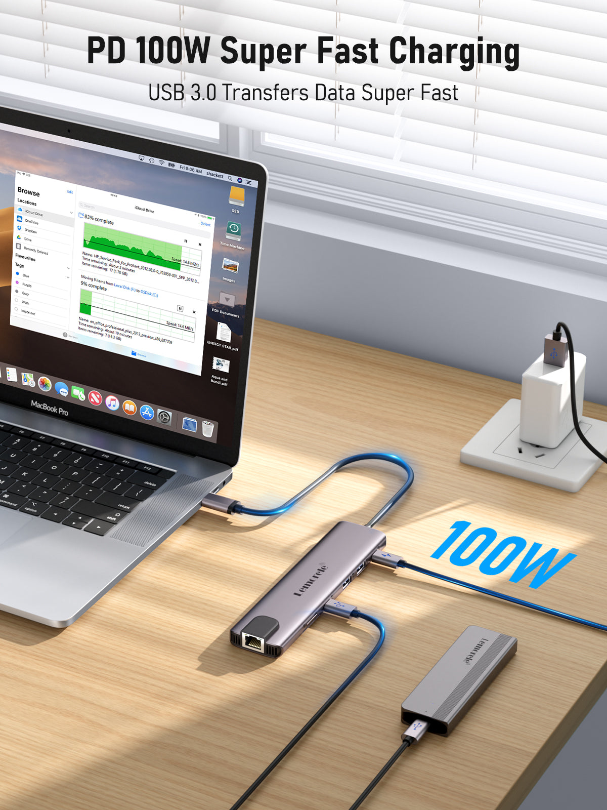 LEMORELE™ TC65L 11-in-1 USB C Hub with Dual HDMI 4K, 100W PD Charging, USB 3.0 Ports, SD/TF Card Reader - Perfect for MacBook Pro/Air, Dell XPS, iPad Pro & More (Home Office, Gaming, Travel)