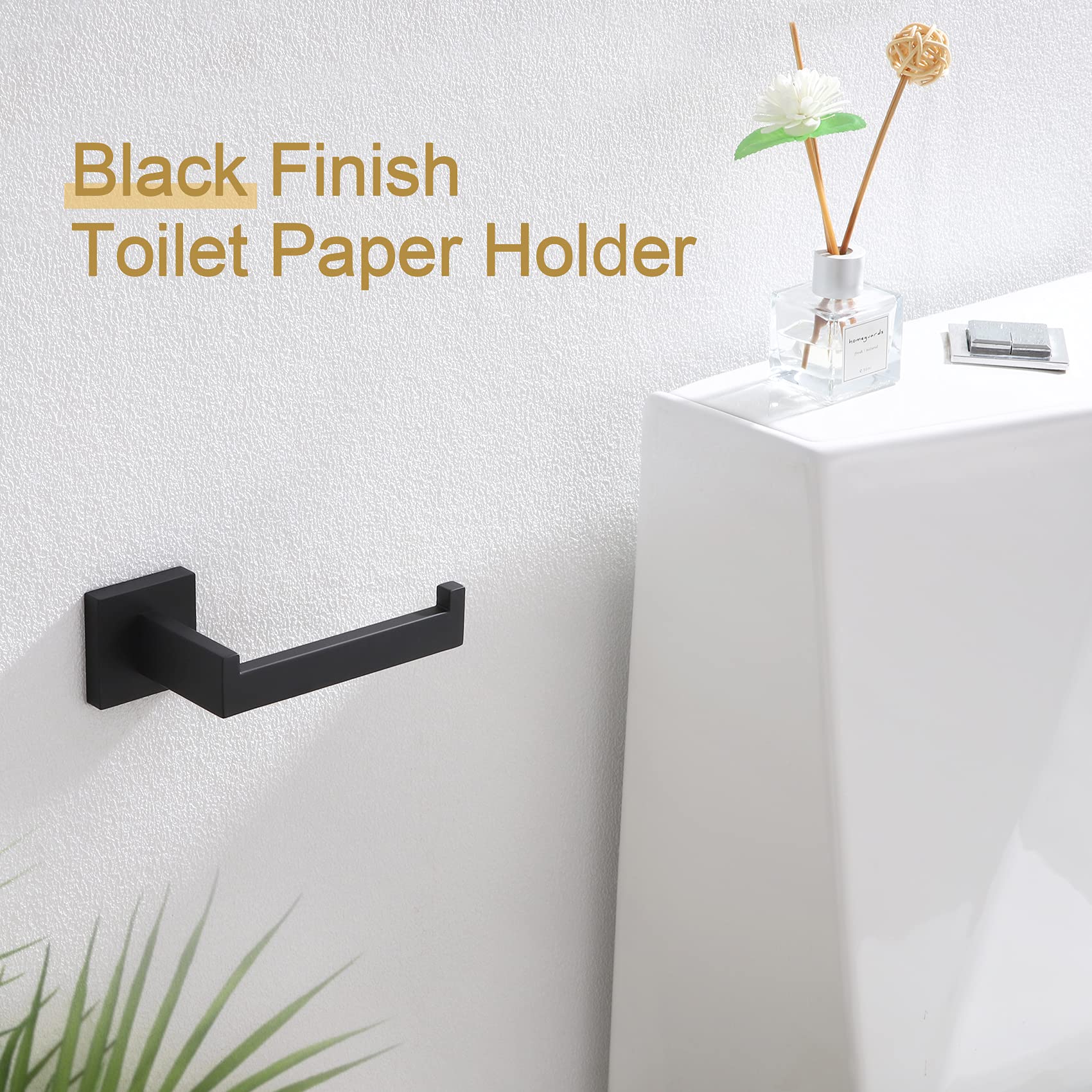 KOKOSIRI 3-Tier Ladder Bathroom Towel Bar & Toilet Paper Holder Set - Matte Black Space-Saving Organizer for Bathroom, Toilet, and Guest Room Storage (B5006BK-L24+B2003BK)