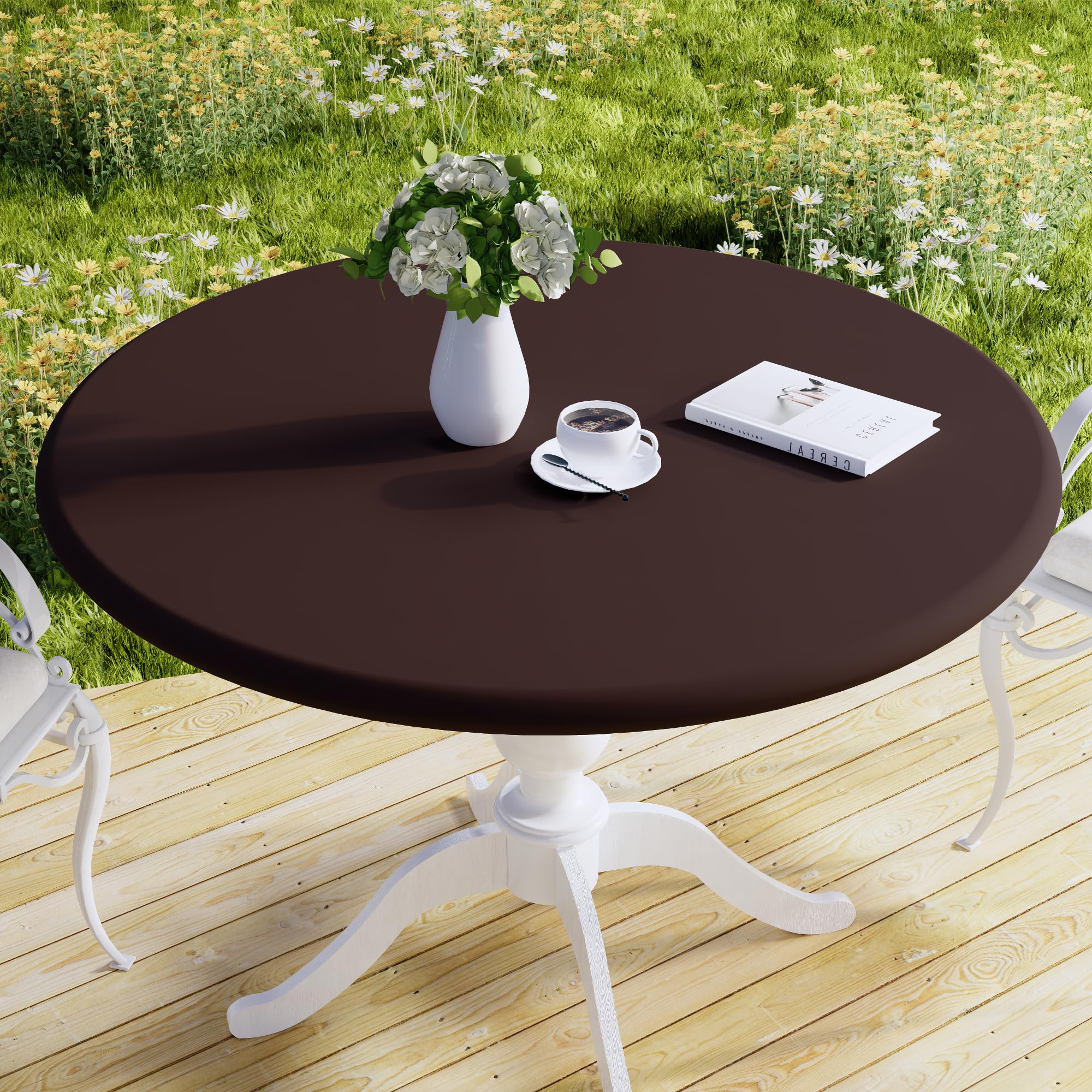 Elastic Waterproof Round Tablecloth - Washable Polyester for 45-56