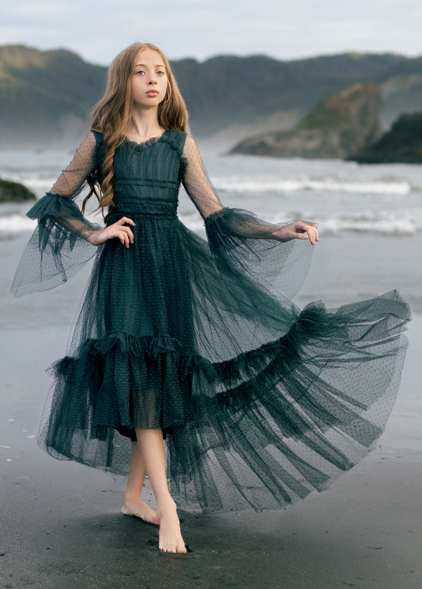Halsey Impact Dress in Deep Spruce Green - Elegant A-Line Midi Dress for Women | Perfect for Weddings, Parties & Special Occasions