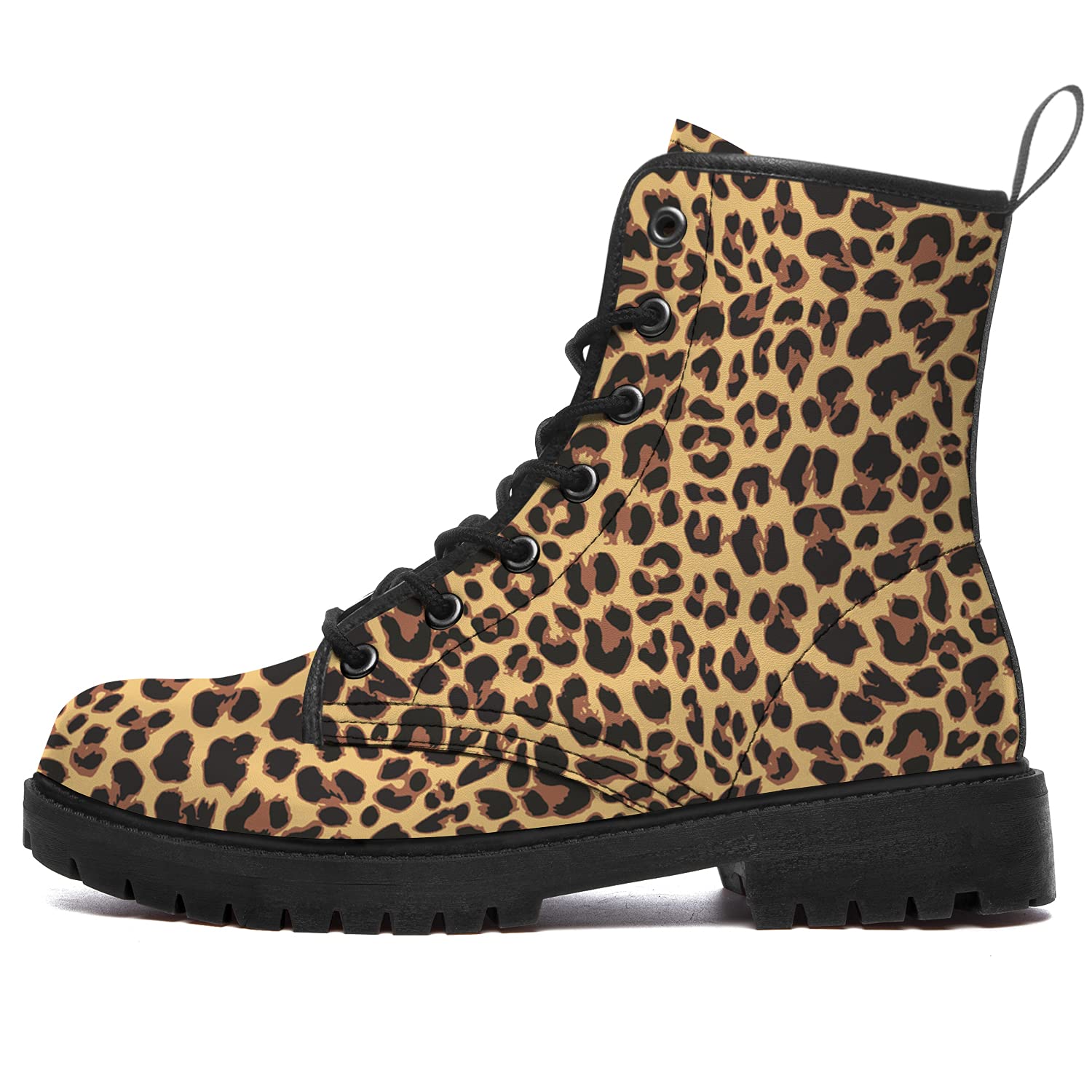 Leopard Print Combat Boots for Women & Men - Waterproof Lace Up Ankle & Mid Calf Boots - Fashionable Casual Shoes - Perfect Gift for Her & Him - Ideal for Streetwear, Fall Fashion & Outdoor Adventures