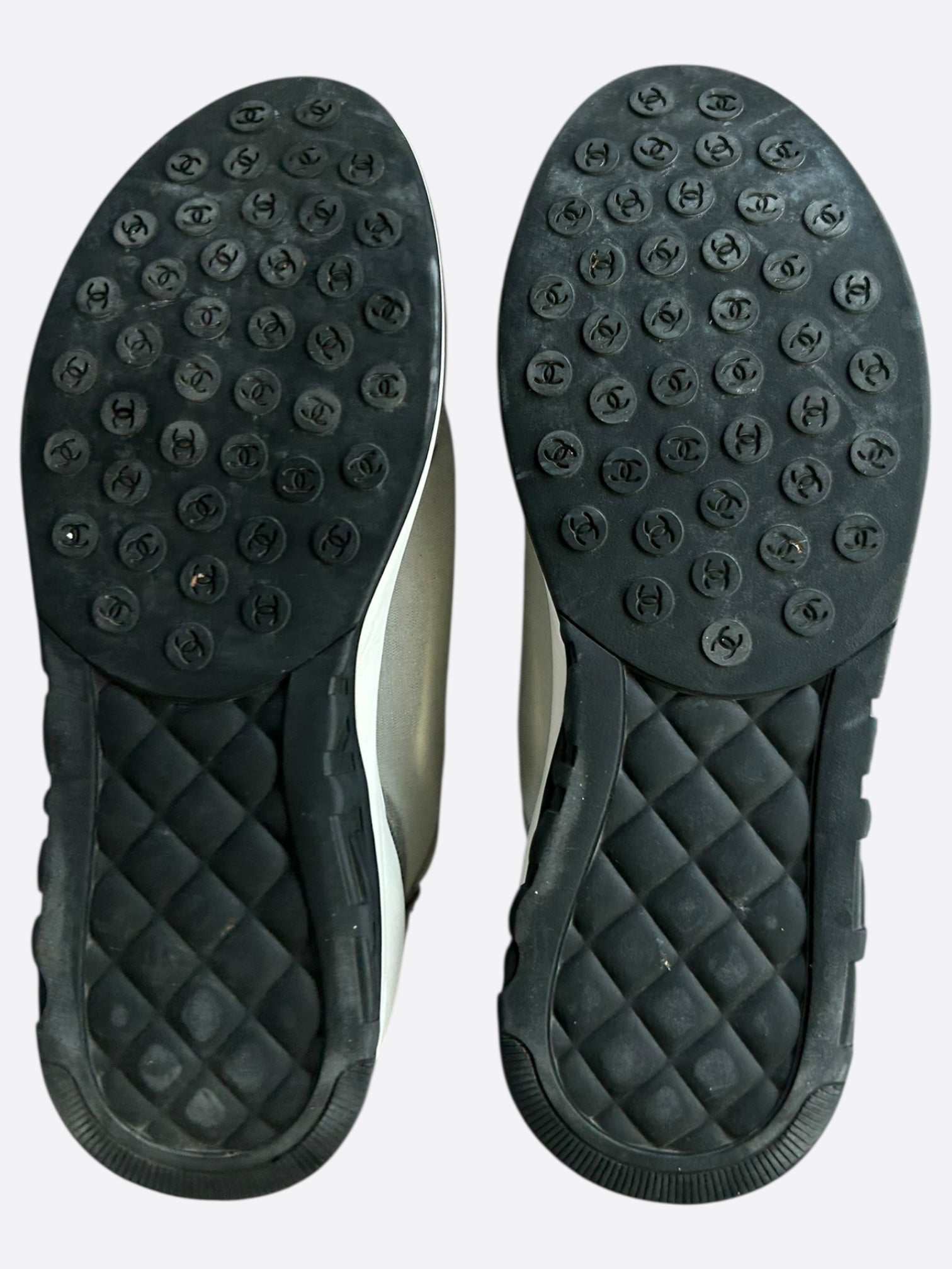 Chanel Grey & Black CC Logo Running Shoes - Stylish & Comfortable Sneakers for Women - Perfect for Casual Wear, Gym & Outdoor Activities