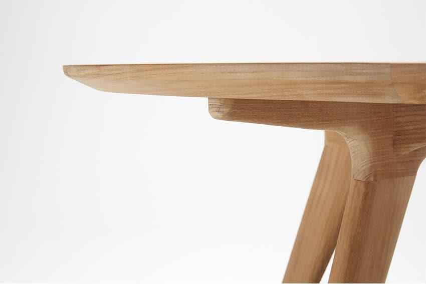 Premium Round Teak Wood Dining Table - Natural Outdoor Patio Furniture for Garden, Balcony & Backyard BBQs
