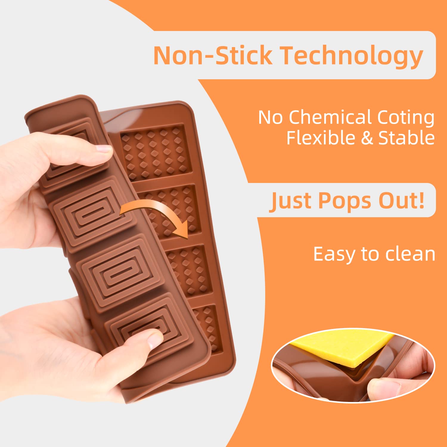 4-Piece Silicone Break Apart Candy Molds Set - Mini Chocolate Bar & Wax Melt Molds (A+B) for DIY Candy Making, Baking & Home Crafts - Perfect for Valentine's Day, Birthday Parties & Holiday Treats