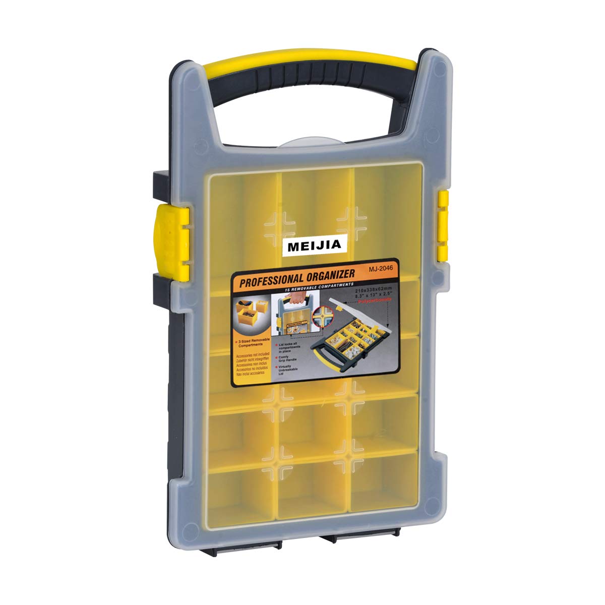 MEIJIA Small Plastic Tool Organizer Box with Removable Dividers - 8.2