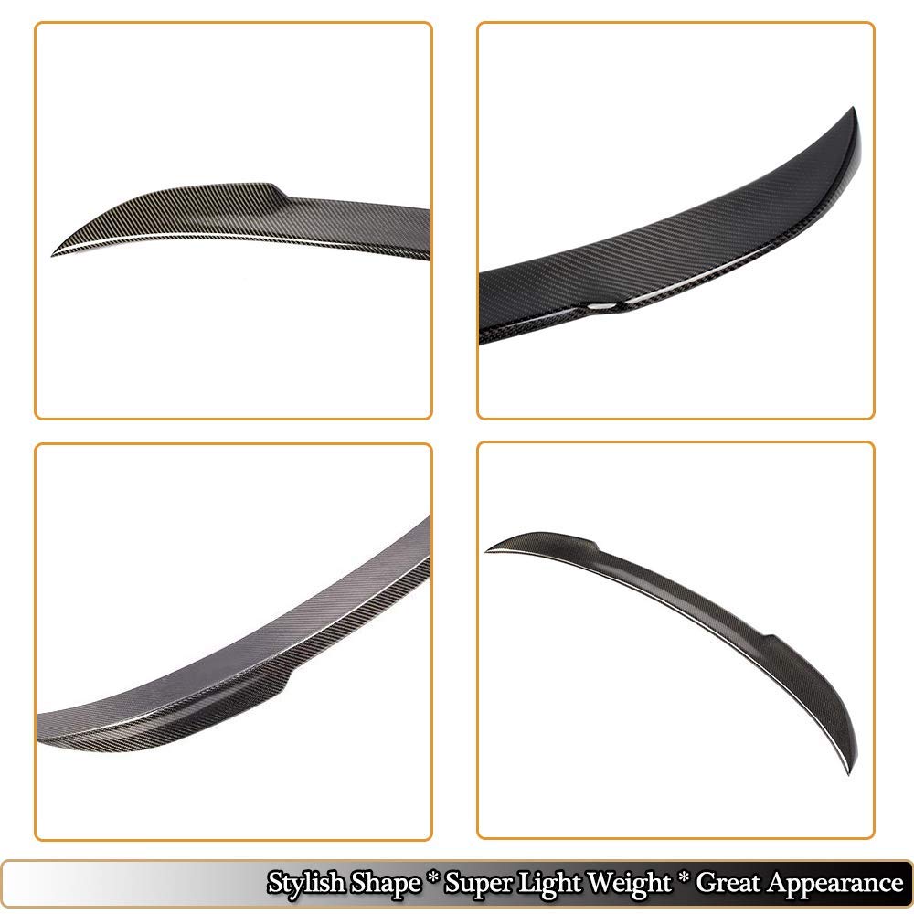 Premium Real Carbon Fiber Trunk Spoiler for BMW 2 Series F22 Coupe & F87 M2 (2014-2020) - High Kick Rear Wing Lip Compatible with 220i 228i 230i M235i M240i Models - NOT for M2 Competition (Style C) - Enhances Sporty Look & Aerodynamics for Street Racing & Car Shows