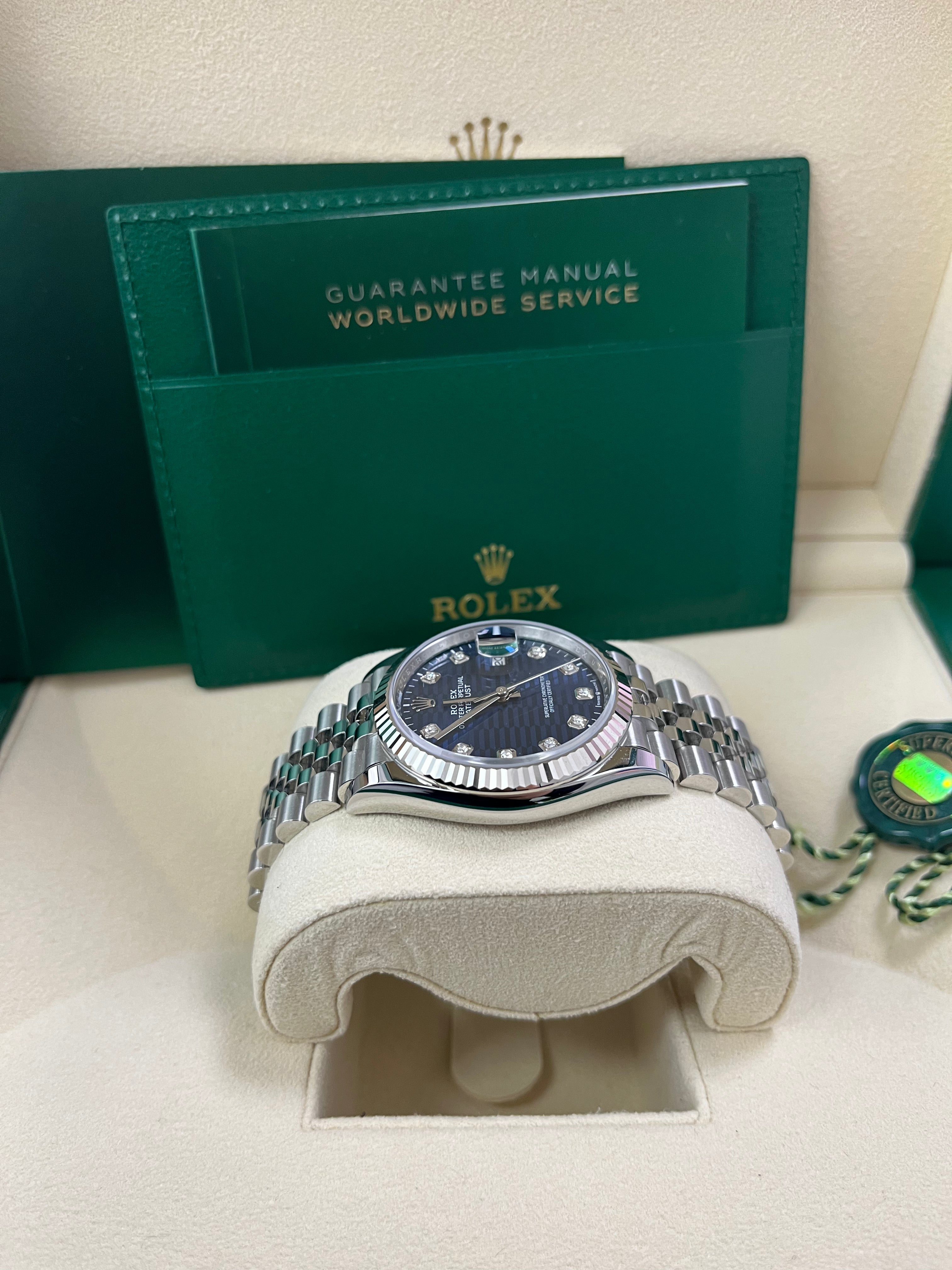 Rolex Datejust 36mm Men's Watch - Fluted Bezel, Bright Blue Diamond Dial, Jubilee Bracelet (Ref.126234) | Luxury Dress Watch for Business & Formal Occasions