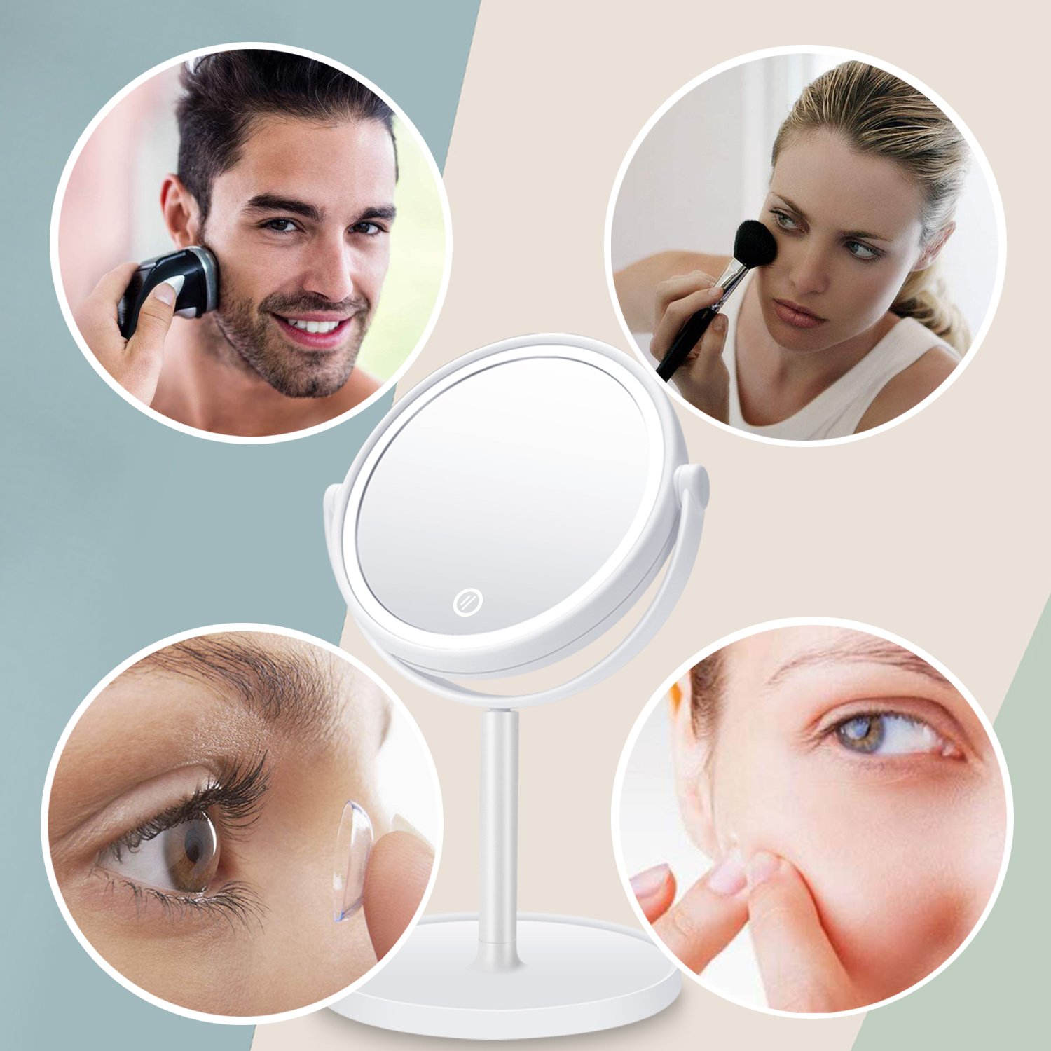10X LED Makeup Mirror with Touch Control - 360° Adjustable & Foldable for Professional Makeup