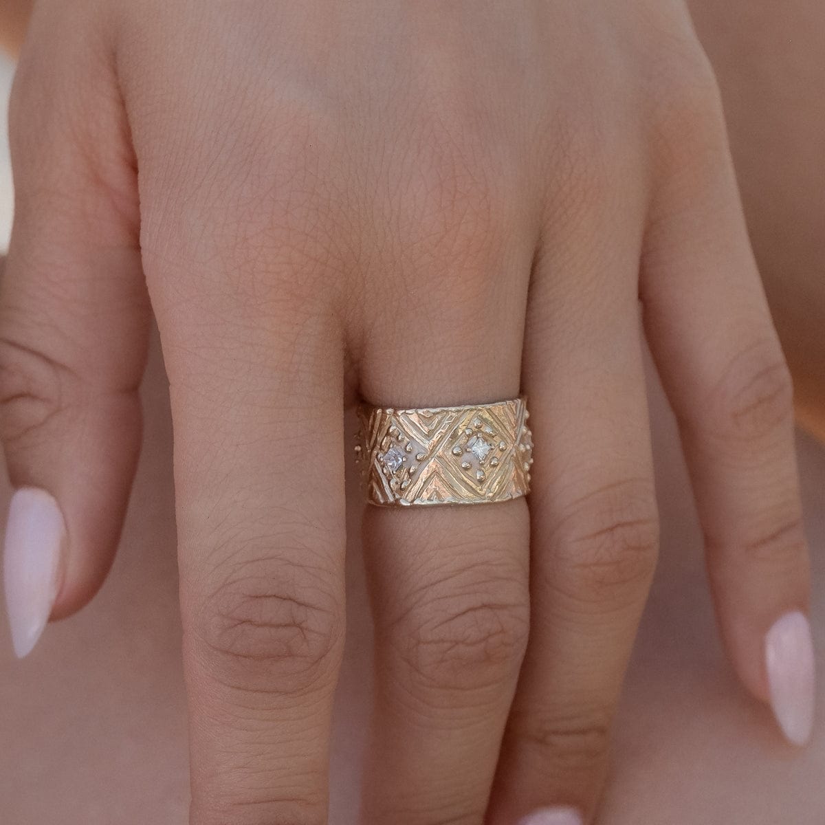 Grecian Diamond Cigar Band - Elegant Wedding Ring for Men & Women - Perfect for Engagement, Anniversary & Special Occasions