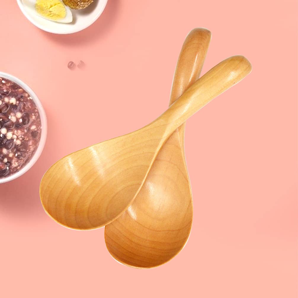 DOITOOL 2-Pack Wooden Kitchen Spoons - Rice Cooker Spoon & Soup Ladle Set - Natural Wooden Utensils for Cooking, Stirring, Serving - Perfect for Rice, Soup, Dessert & Ceramic Cookware - Essential Home Kitchen Supplies & Cooking Accessories
