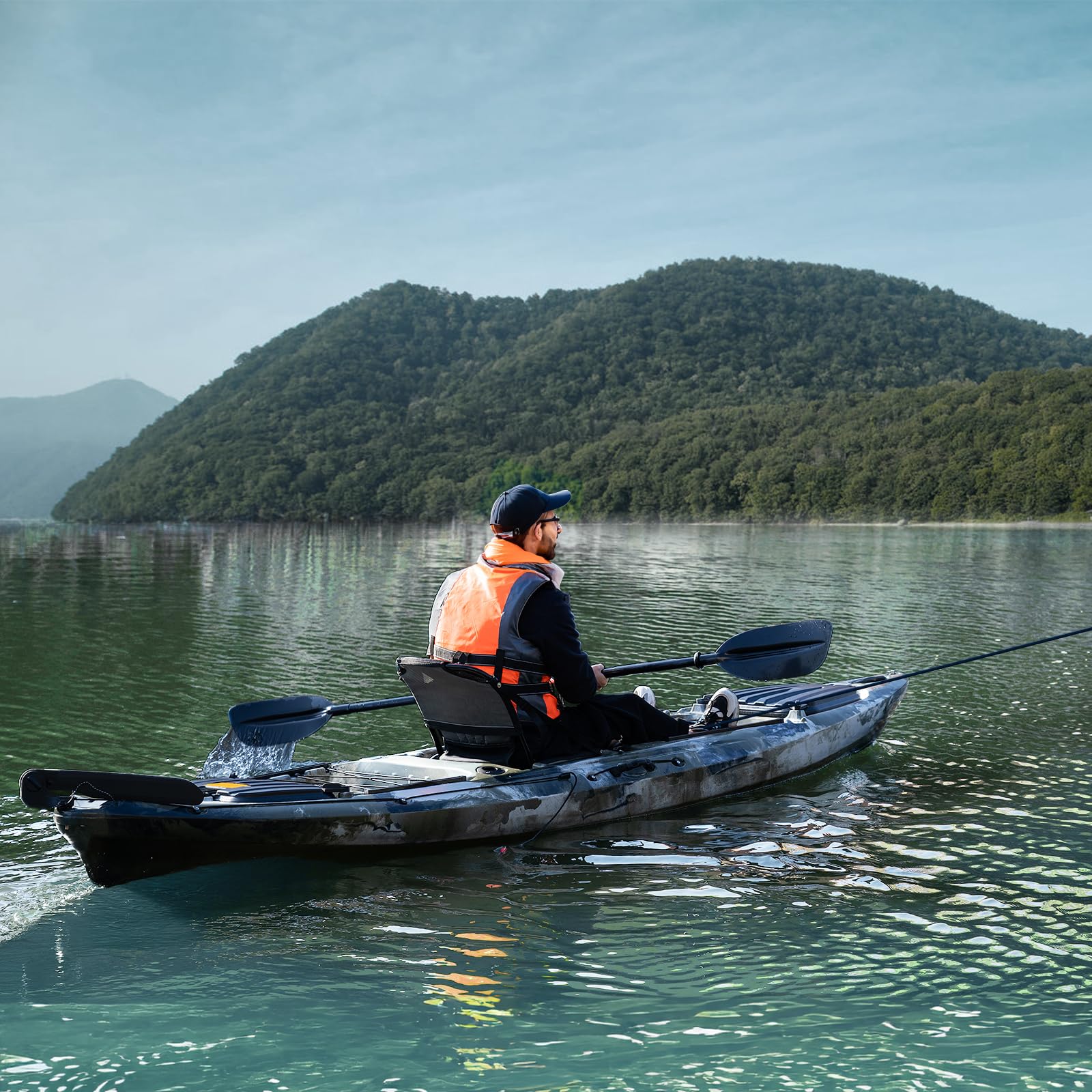 GARVEE 13FT Fishing Kayak for Adults - Sit on Top Kayak with Paddle & Comfortable Seat - 400LBS Capacity Hard Shell Recreational Ocean Kayak Boat - Perfect for Fishing, Camping and Water Sports Adventures