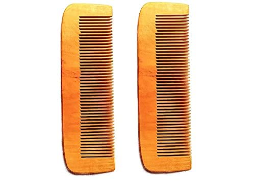 Natural Wooden Comb for Hair Growth & Scalp Care - Handmade Wood Comb Set of 2 for Women & Men - Perfect for Daily Hair Care & Styling at Home or Travel