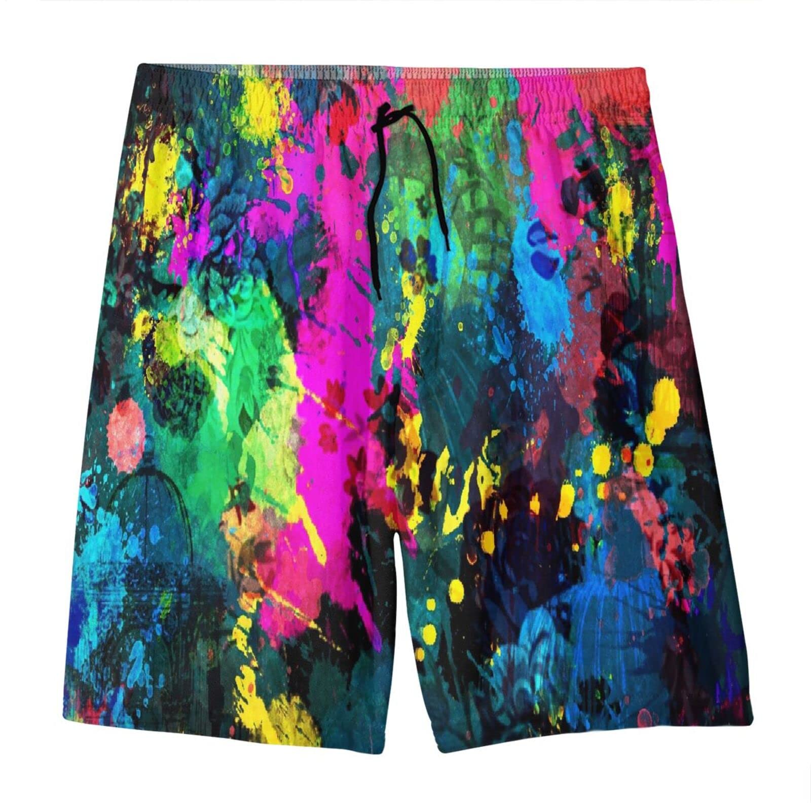 **PEKIVIDE Boys Swim Trunks - Quick-Dry Beach Board Shorts with Colorful Paint Splatter Design, Youth Bathing Suits for Kids - Perfect for Swimming, Surfing & Summer Vacations**