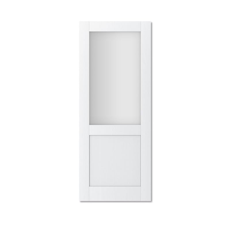 WINSTELLAR 32x80 Frosted Tempered Glass Interior Door Slab - Paintable Shaker Style for Living Room, Pantry & Laundry - Prehung, Pocket, French & Barn Door Ready - White Prefinished - Perfect for Modern Homes & Office Spaces
