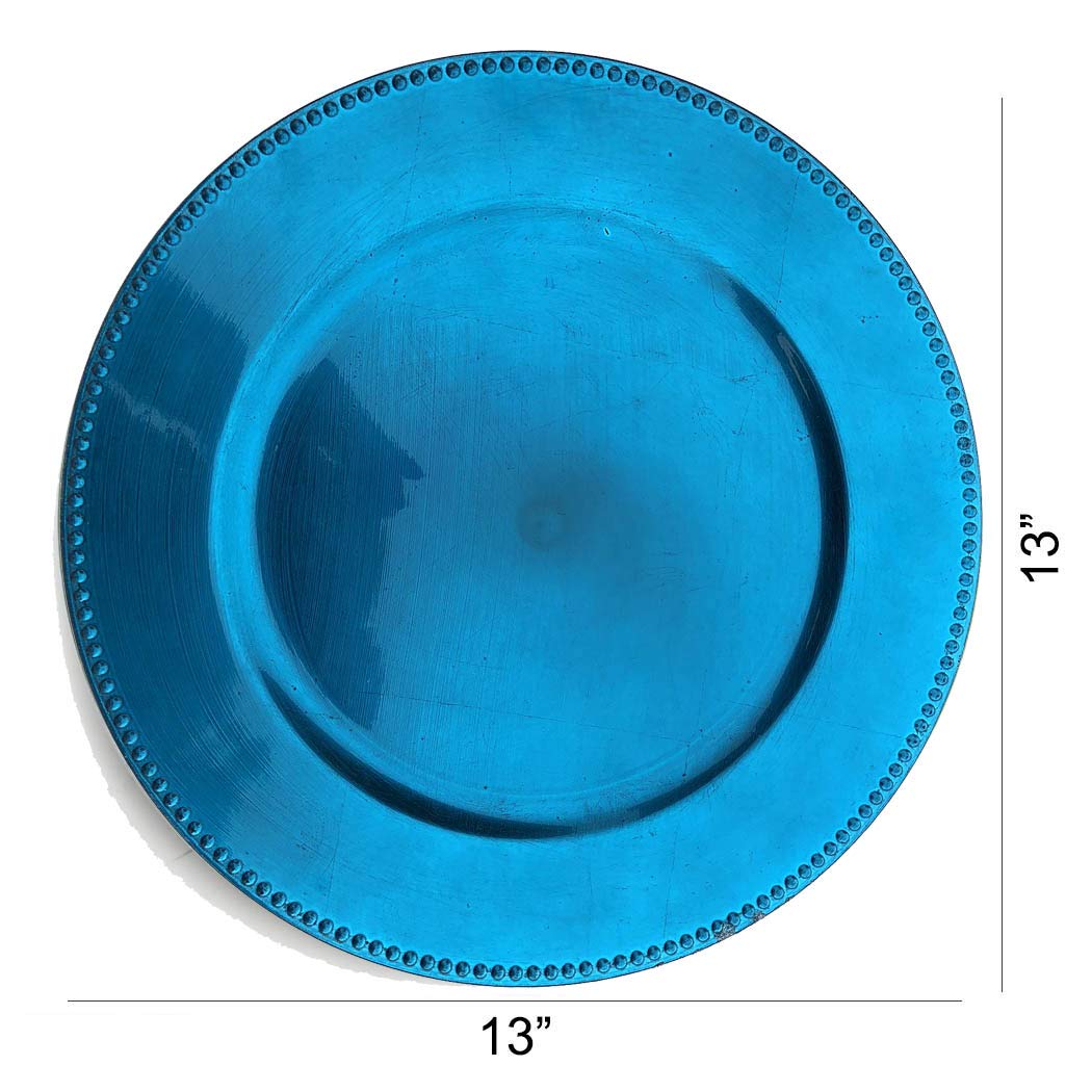 Tiger Chef 13-inch Royal Blue Beaded Round Charger Plates for Weddings & Formal Dinners - 96-Pack Elegant Dinner Plate Decorations | Perfect for Wedding Receptions, Banquets, and Upscale Dining Events