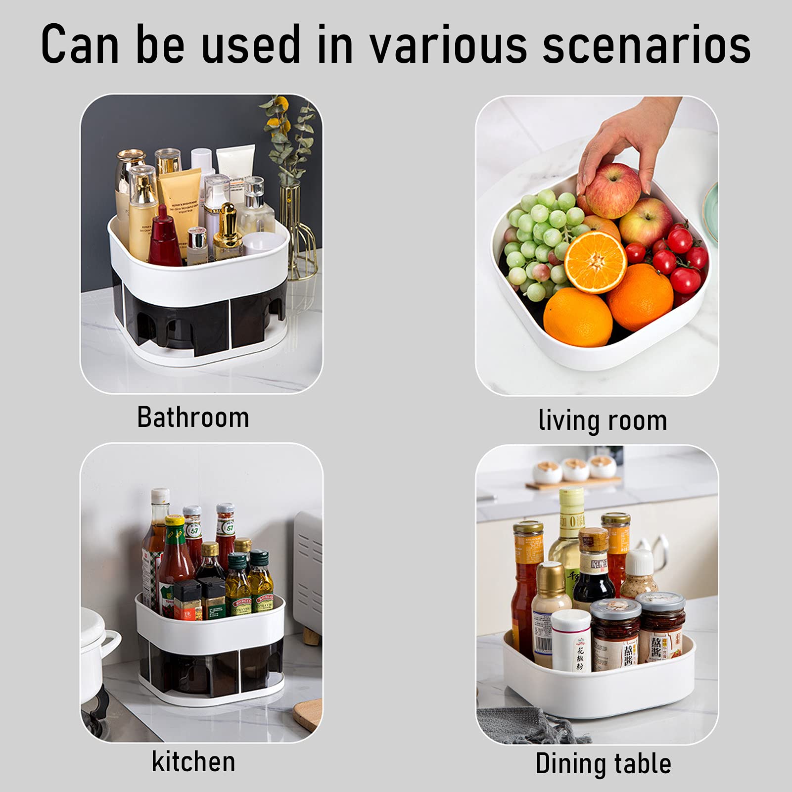 Rotating Spice Rack Organizer - 360° Spinning Spice Tray for Kitchen Cabinet, Countertop | Perfect for Storing Condiments, Seasonings & Cooking Essentials