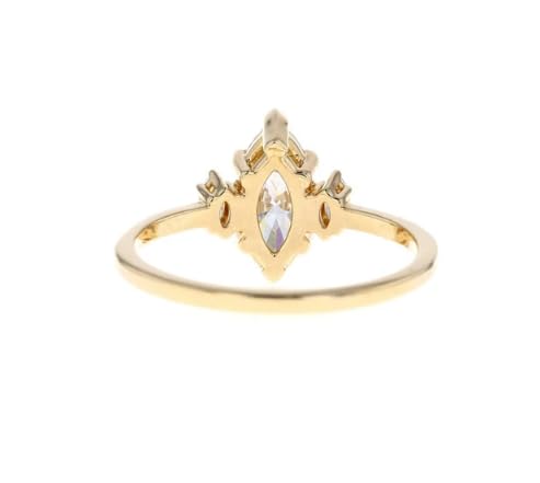2 Ct Marquise Cut Diamond 3 Stone Solitaire Engagement Ring for Women - 14K Gold Plated 925 Sterling Silver Handmade Promise Ring - Perfect for Proposals, Anniversaries & Romantic Gifts