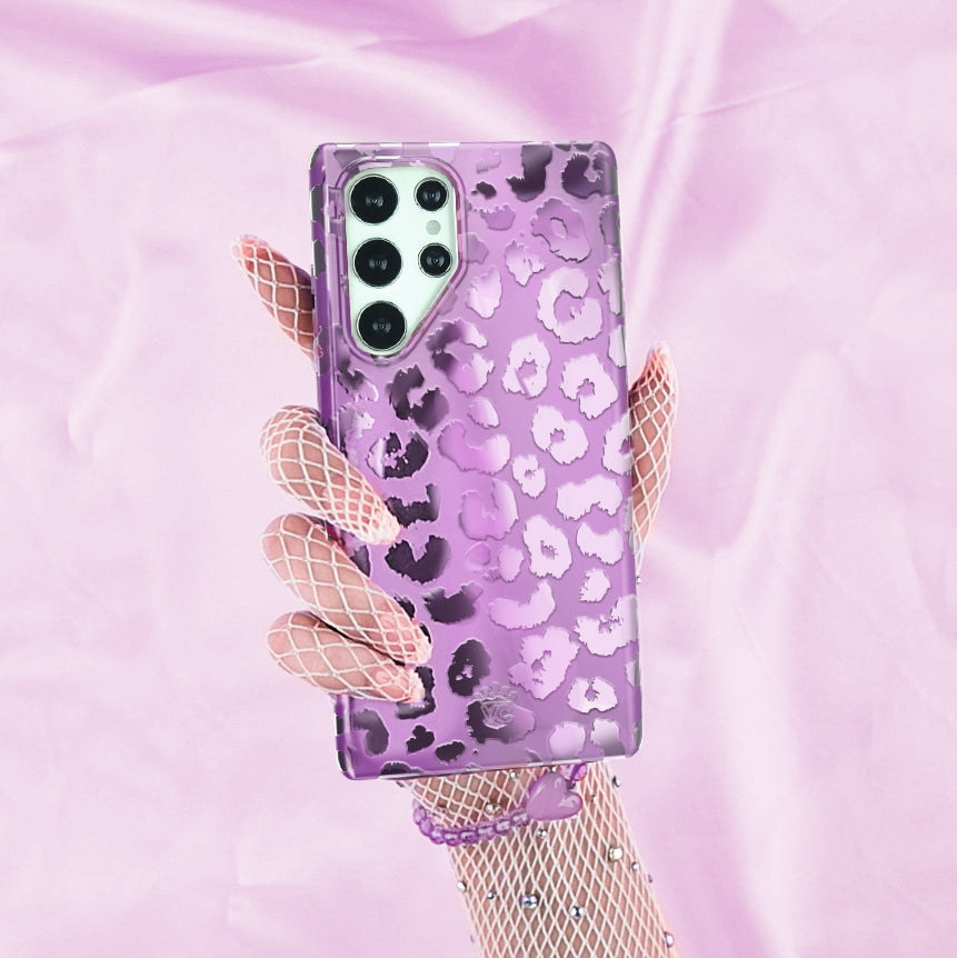 Stylish Amethyst Leopard Print Samsung Phone Case - Trendy Protective Cover for Galaxy S Series | Perfect for Everyday Use & Fashion Accessories