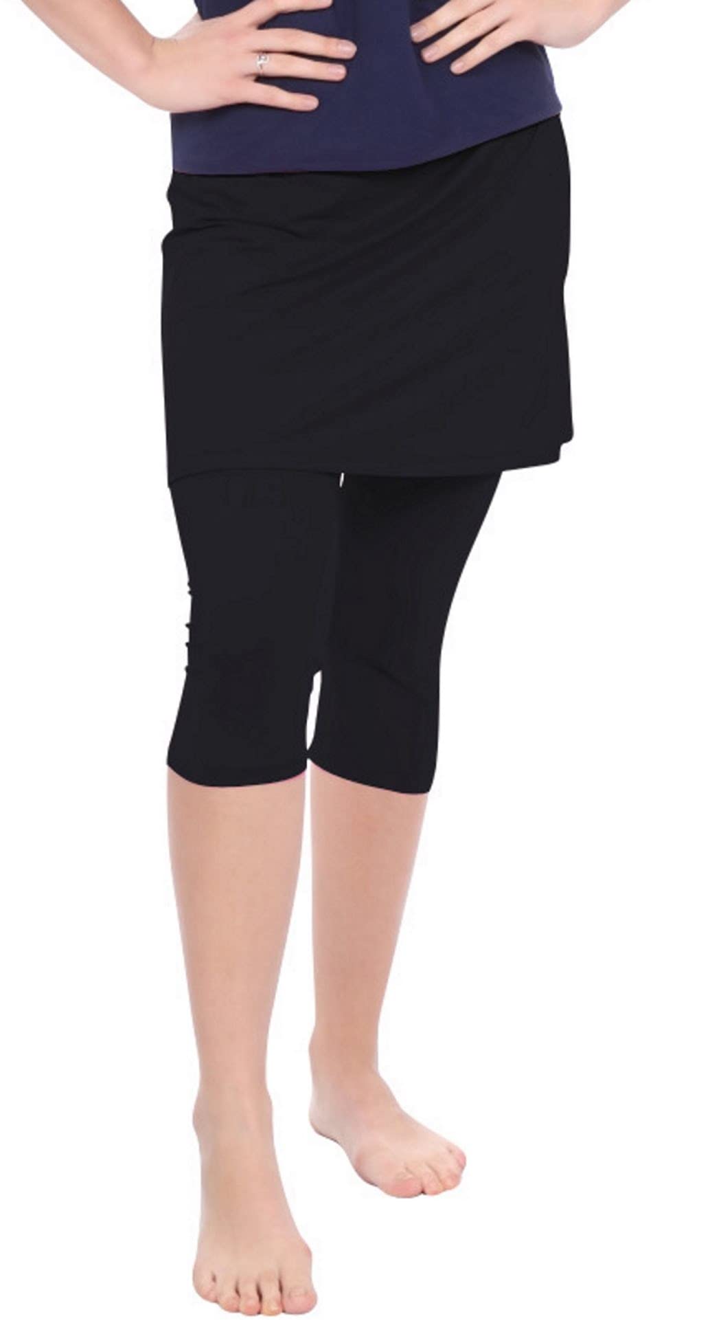 Kosher Casual Women's Skirted Capri Leggings - Modest Workout & Swim Leggings for Yoga, Pilates & Beach Cover-Up
