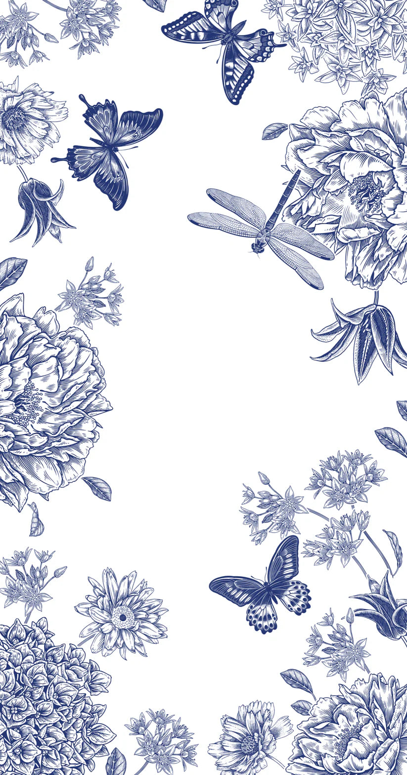 Elegant Dragonfly Toile Blue Napkins - Set of 4 Premium Cotton Dinner Napkins for Formal Dining, Wedding, and Special Occasions