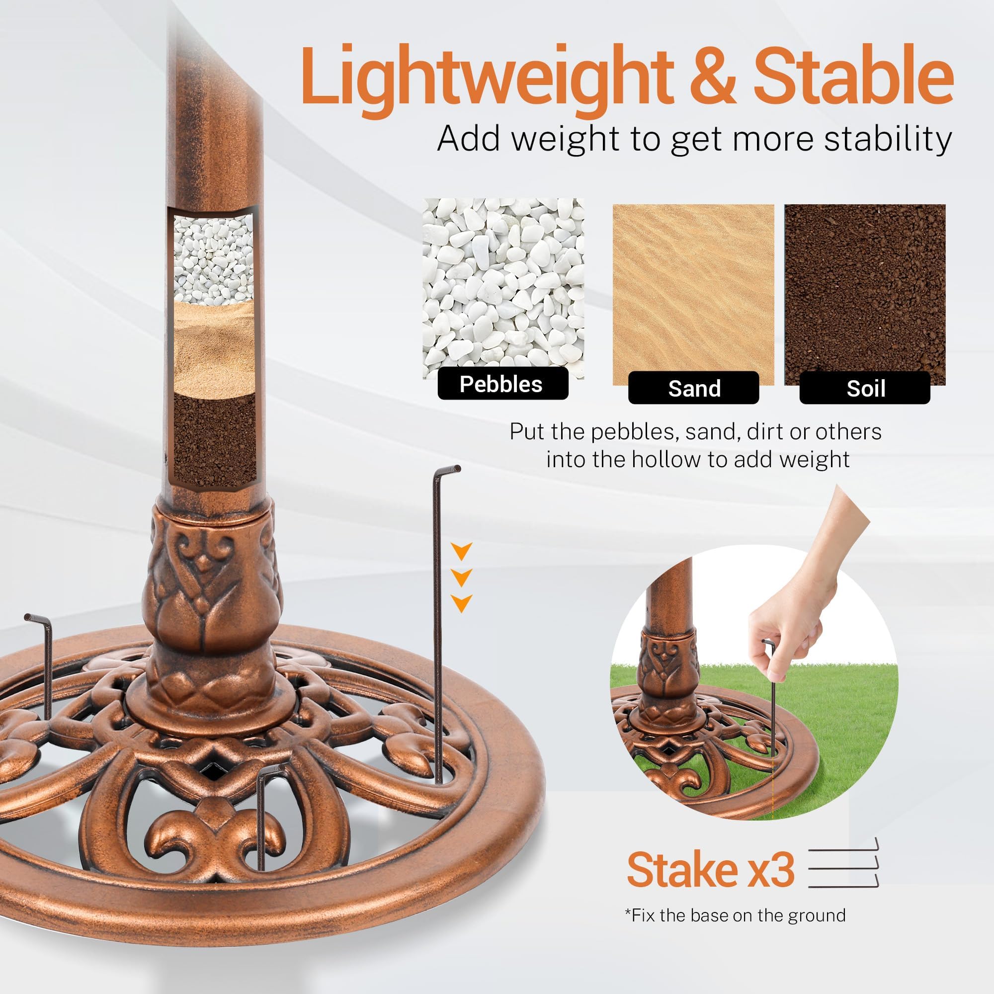 28 Inch Solar Powered Bird Bath with Fountain - Antique Polyresin Standing Birdbath for Outdoor Garden Decor, Copper Finish - Perfect for Attracting Birds to Your Backyard, Patio or Garden