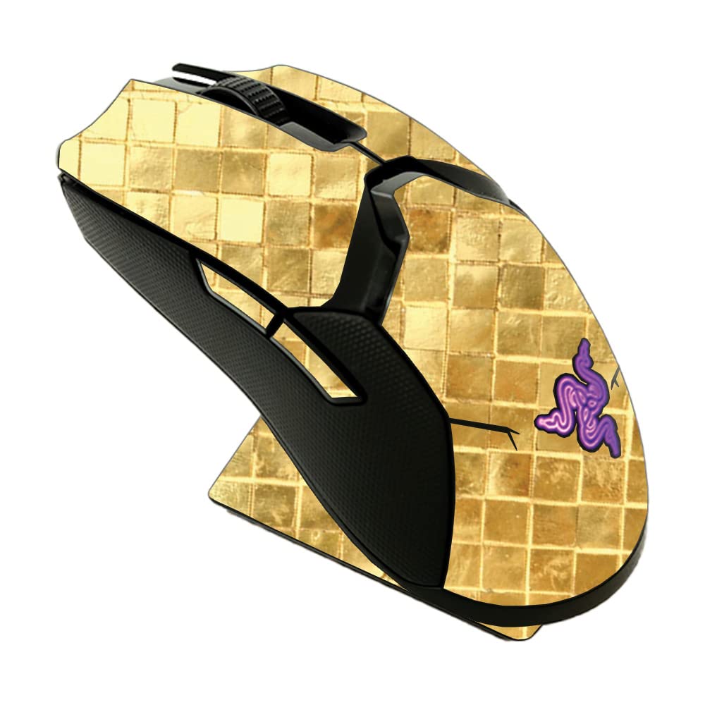 MightySkins Protective Vinyl Skin Wrap for Razer Viper Ultimate Gaming Mouse - Gold Tiles Design | Durable, Scratch-Resistant Decal Cover | Easy to Apply & Remove | Made in USA | Perfect for Esports, Gaming Setup & Personalization