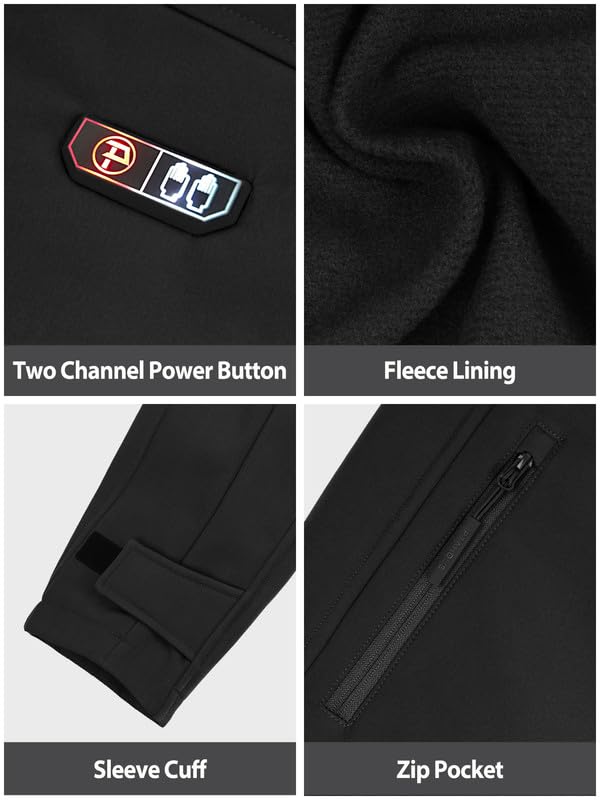 PTAHDUS Men's Heated Jacket with Rechargeable 7.4V Battery Pack - Winter Warm Coat with Hand Warmer Pockets for Outdoor Activities, Hunting & Camping