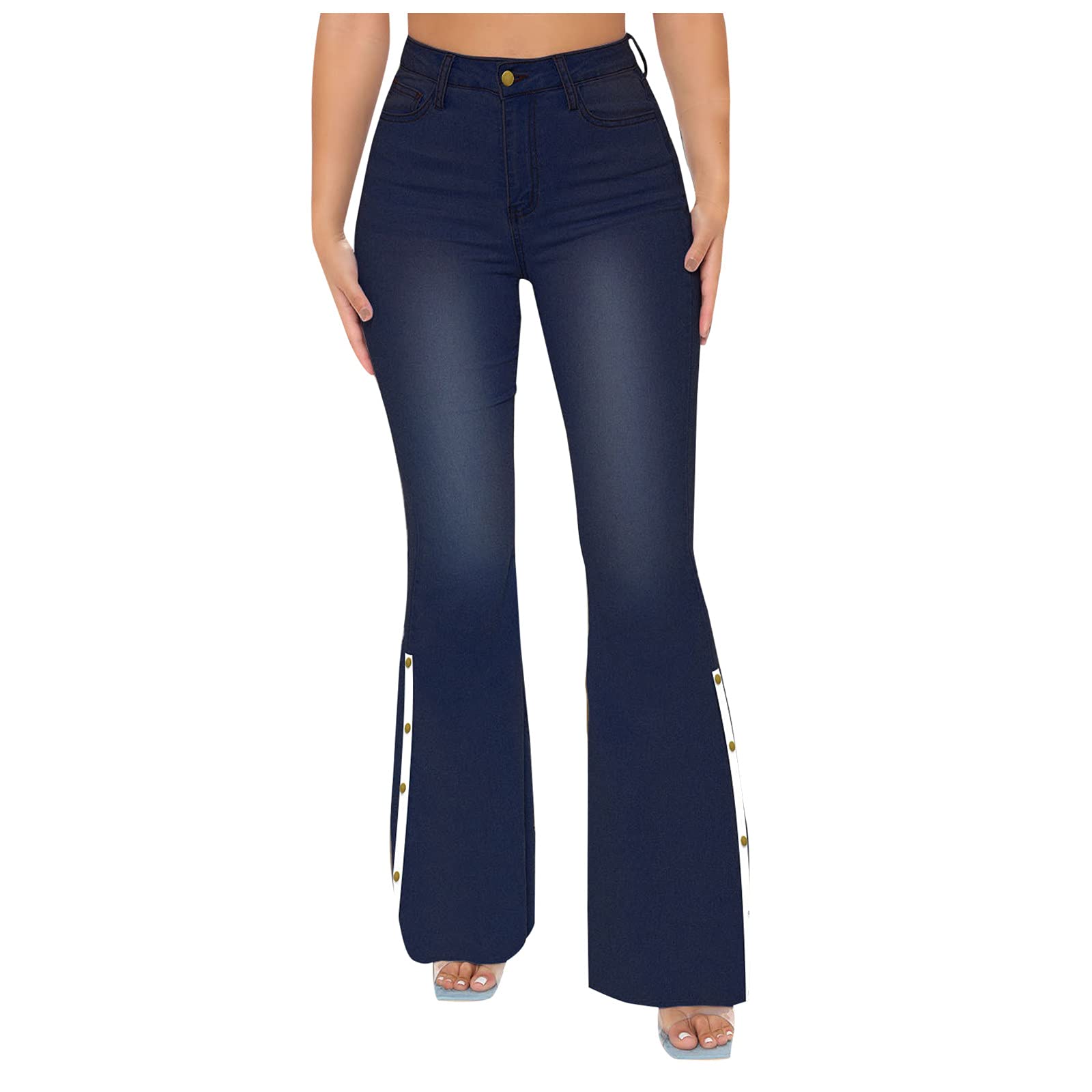 MAYW Women's High Waisted Flare Jeans - Ripped Skinny Bootcut Pants for Casual Outfits