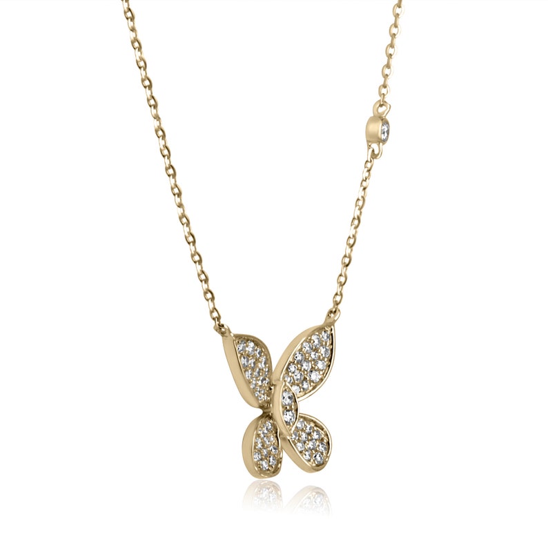0.40tcw 14K Gold Natural Diamond Butterfly Pendant Necklace for Women - Elegant Cable Chain Jewelry Gift for Anniversary, Birthday & Special Occasions
