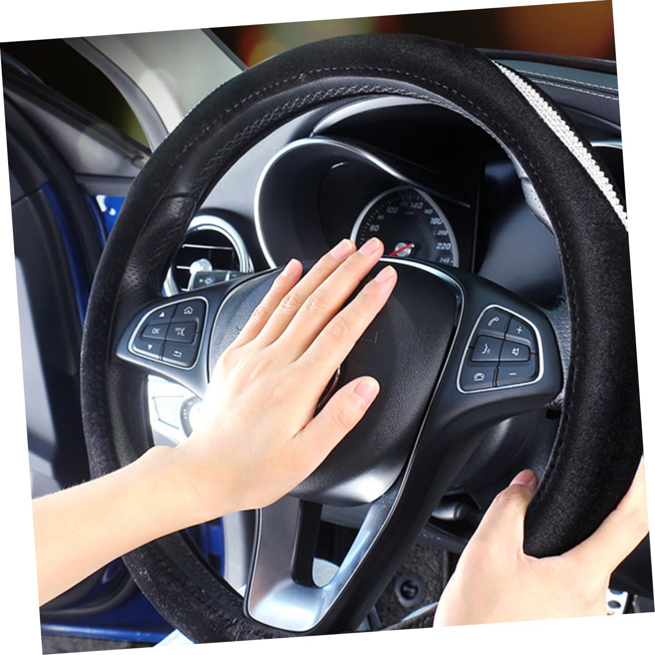 Alasum 4pcs Rhinestone Steering Wheel Covers - Sparkling Bling Accessories for Cars, Universal Fit, Non-Slip Grip (Pink, Cute Design) - Perfect for Women's Cars, Gifts, and Adding Glam to Daily Commutes