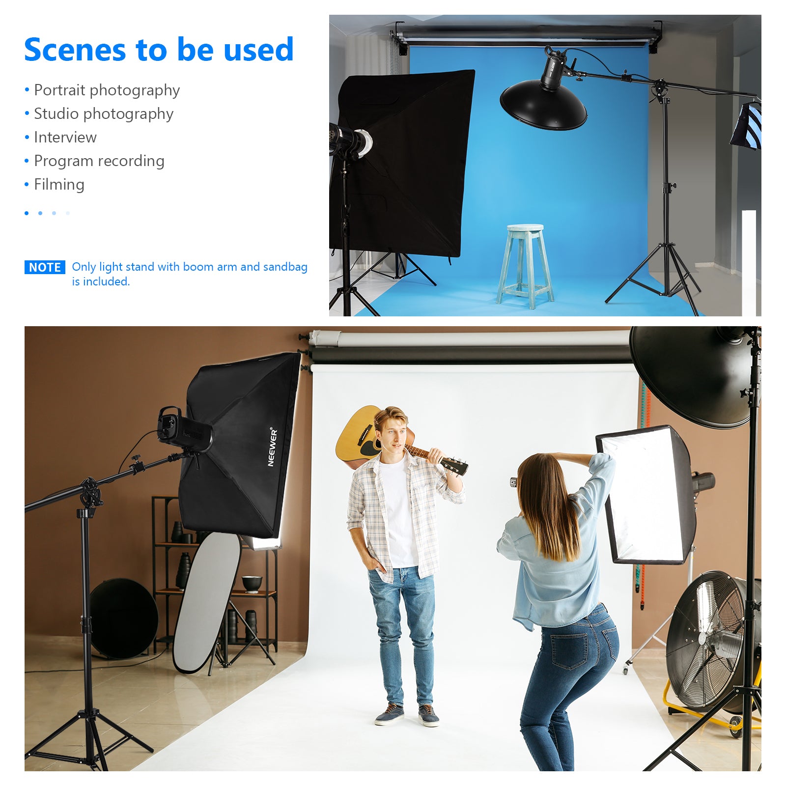 NEEWER ST CB 297cm Professional Photography Light Stand - Heavy Duty Aluminum Tripod for Studio, Video & Portrait Photography - Perfect for YouTube, TikTok & Live Streaming