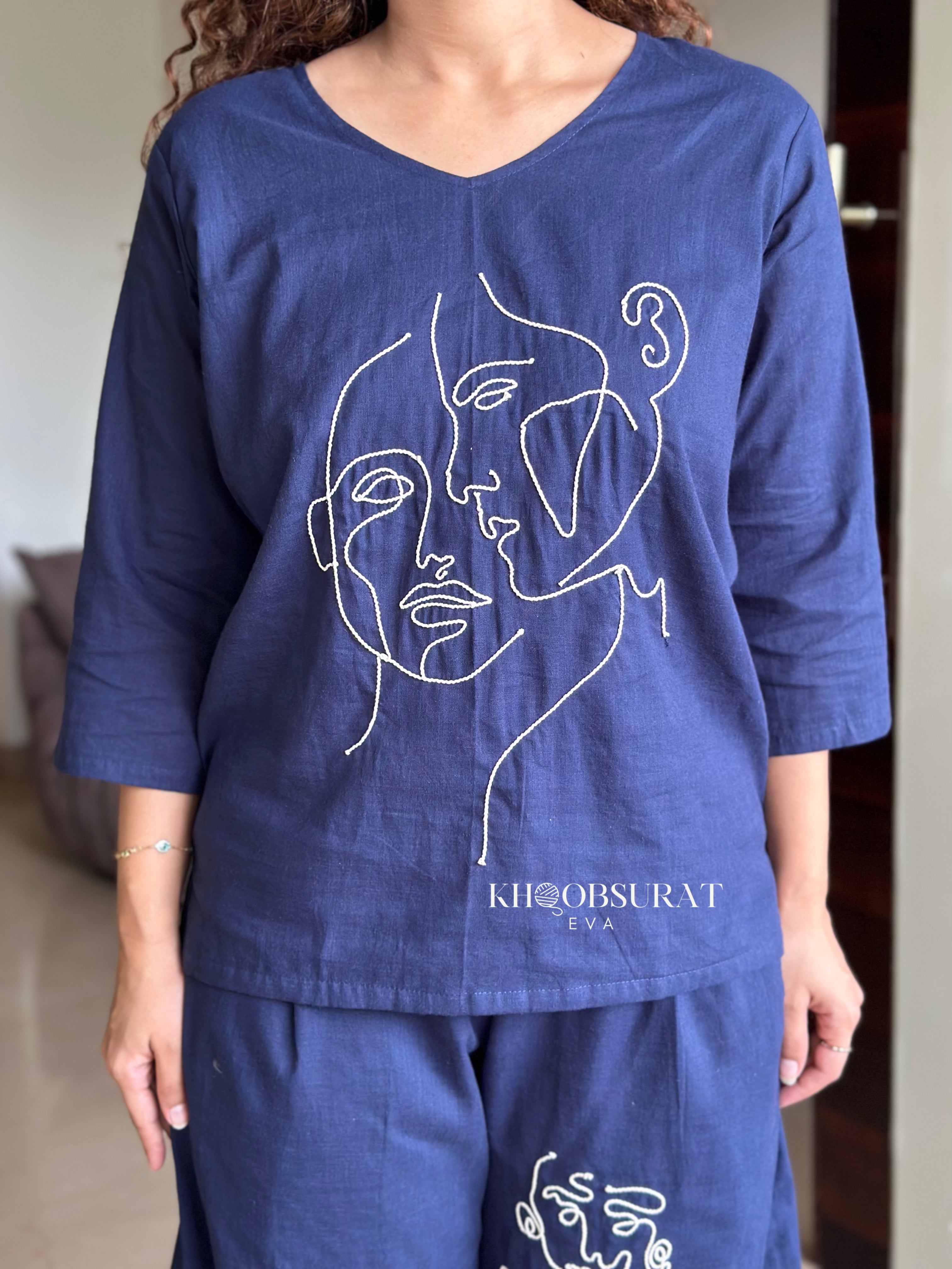 Casual Comfy Blue Coord Set for Women - Stylish Lounge & Everyday Outfit | Perfect for Relaxing at Home, Running Errands, and Weekend Outings