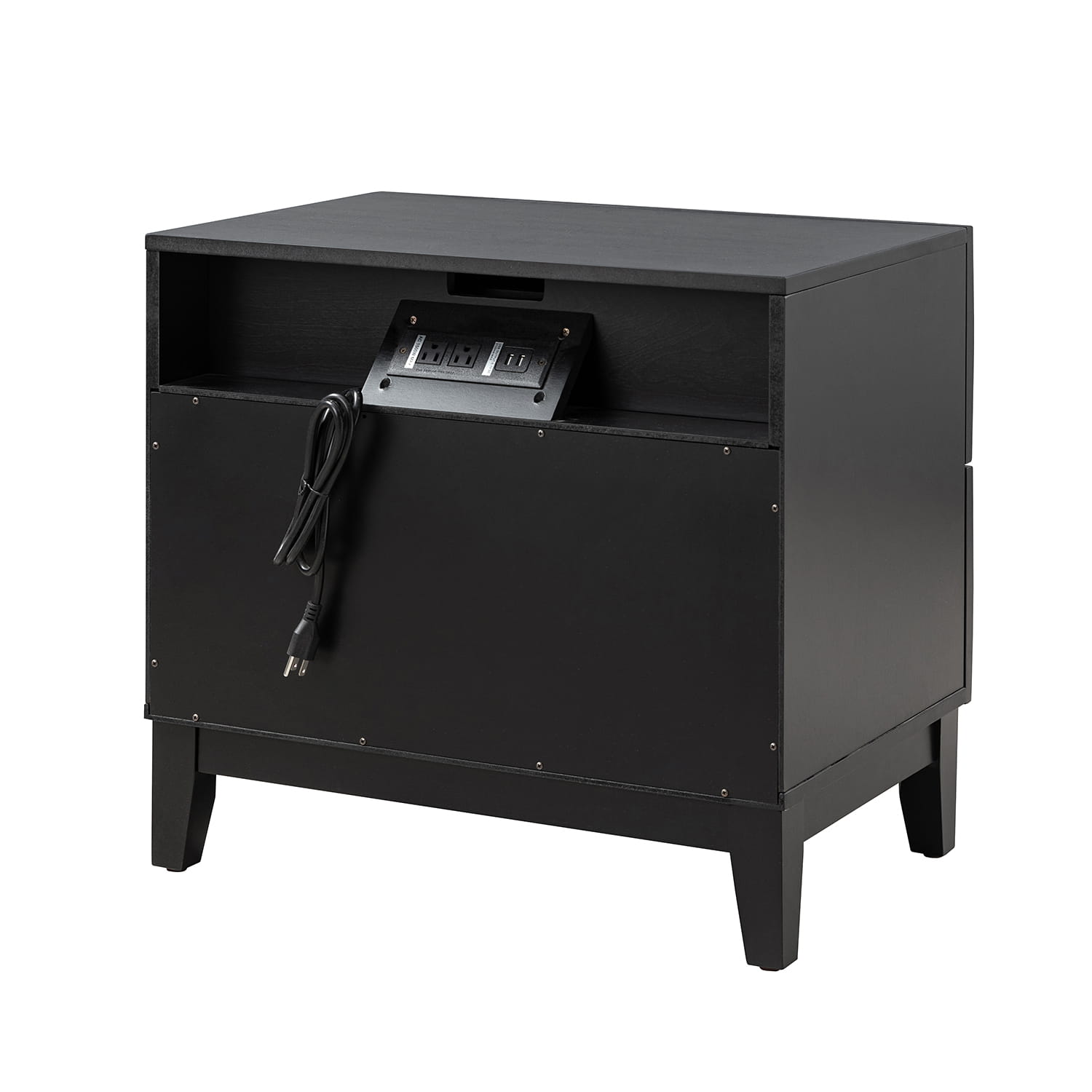 2-Drawer Nightstand with Built-in USB Outlets - Modern Bedside Table for Charging Devices, Perfect for Bedroom, Living Room, or Office
