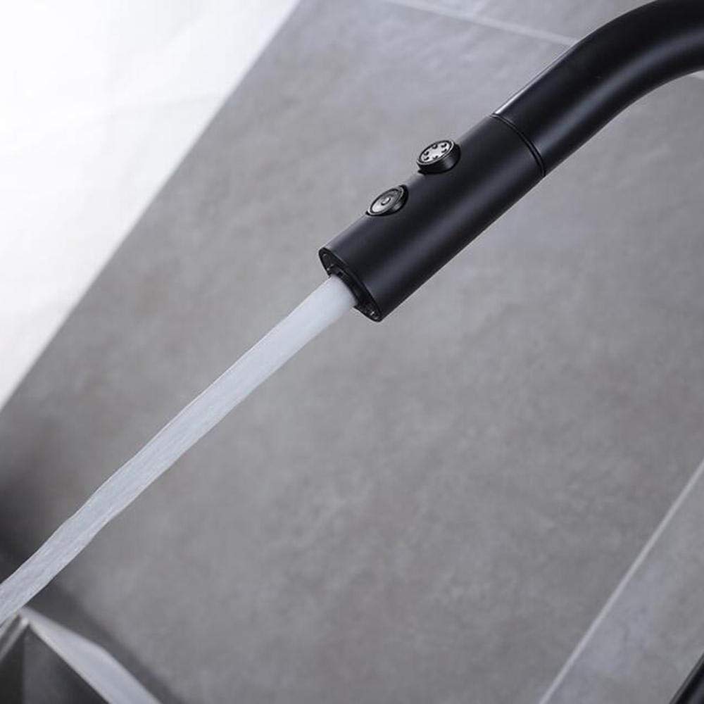 Black Pull Down Kitchen Faucet with Sprayer - Brass Hot & Cold Water 360° Swivel Spout, Dual Function Spray Head for Modern Home Kitchen Sink (Ideal for Washing Dishes, Filling Pots & Cleaning Countertops)