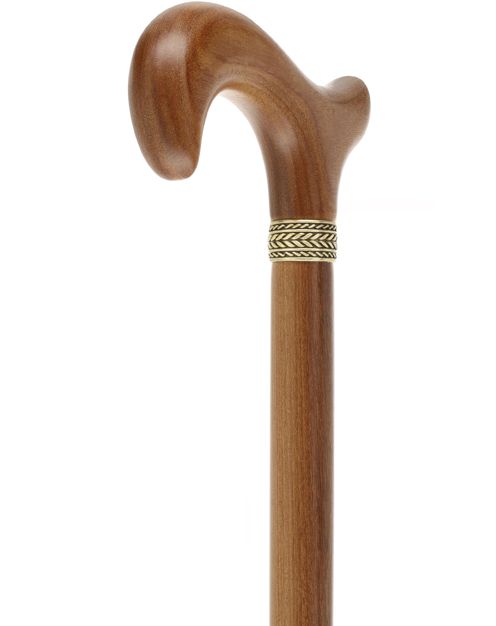 Premium Afromosia Wood Derby Cane with Pewter Collar - Handcrafted Walking Stick for Men & Women - Ideal for Hiking, Fashion Accessory, and Elderly Support