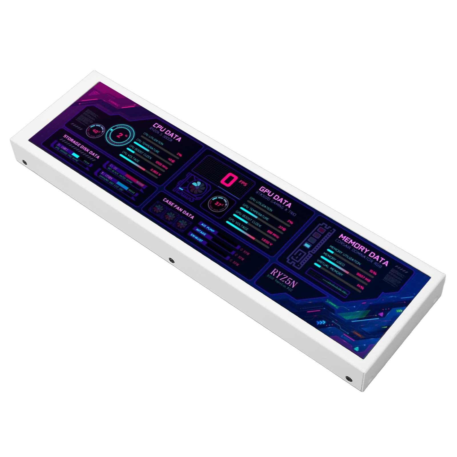 Yunseity 8.8 Inch IPS PC Sensor Panel Screen - 1920x480 HD Computer Temperature Monitor with 360° Rotation & Adjustable Brightness for Gaming PC, Workstation, and DIY Computer Builds (White)