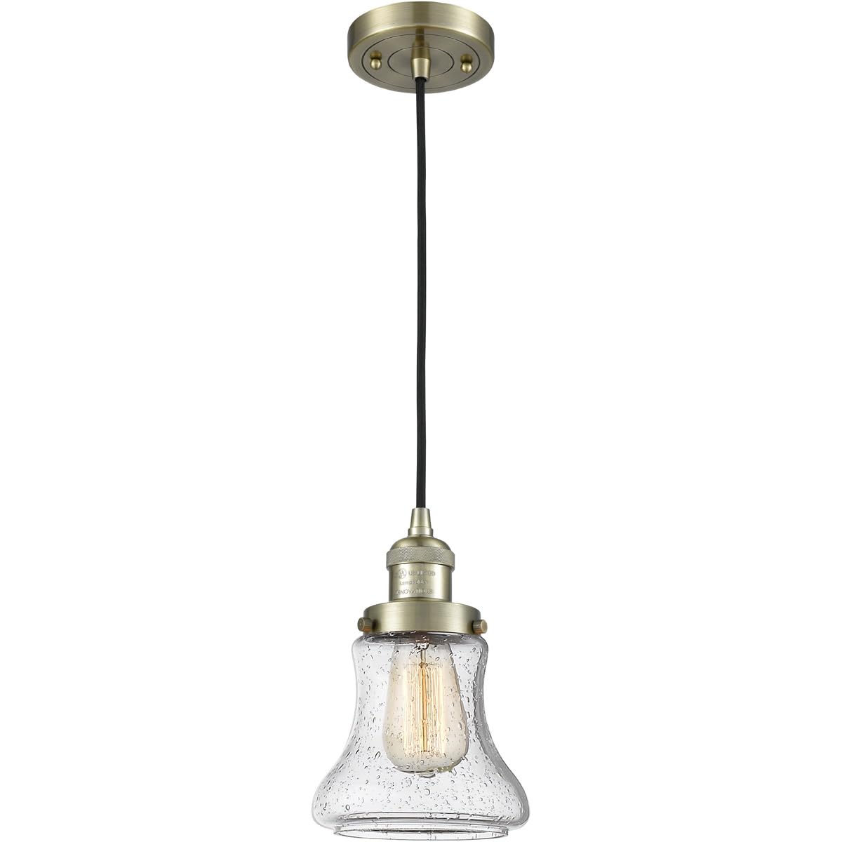 Vintage Dimmable LED Mini Pendant Light - Antique Brass Finish, Energy Efficient 1-Light Fixture for Kitchen Island, Dining Room & Bar Counter Lighting